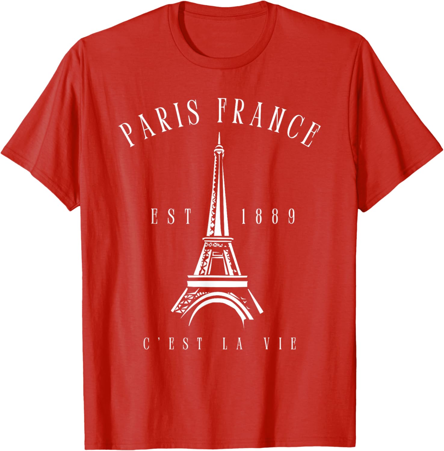 Vintage Paris Tee Shirt with Eiffel Tower C'est la Vie Design - 1