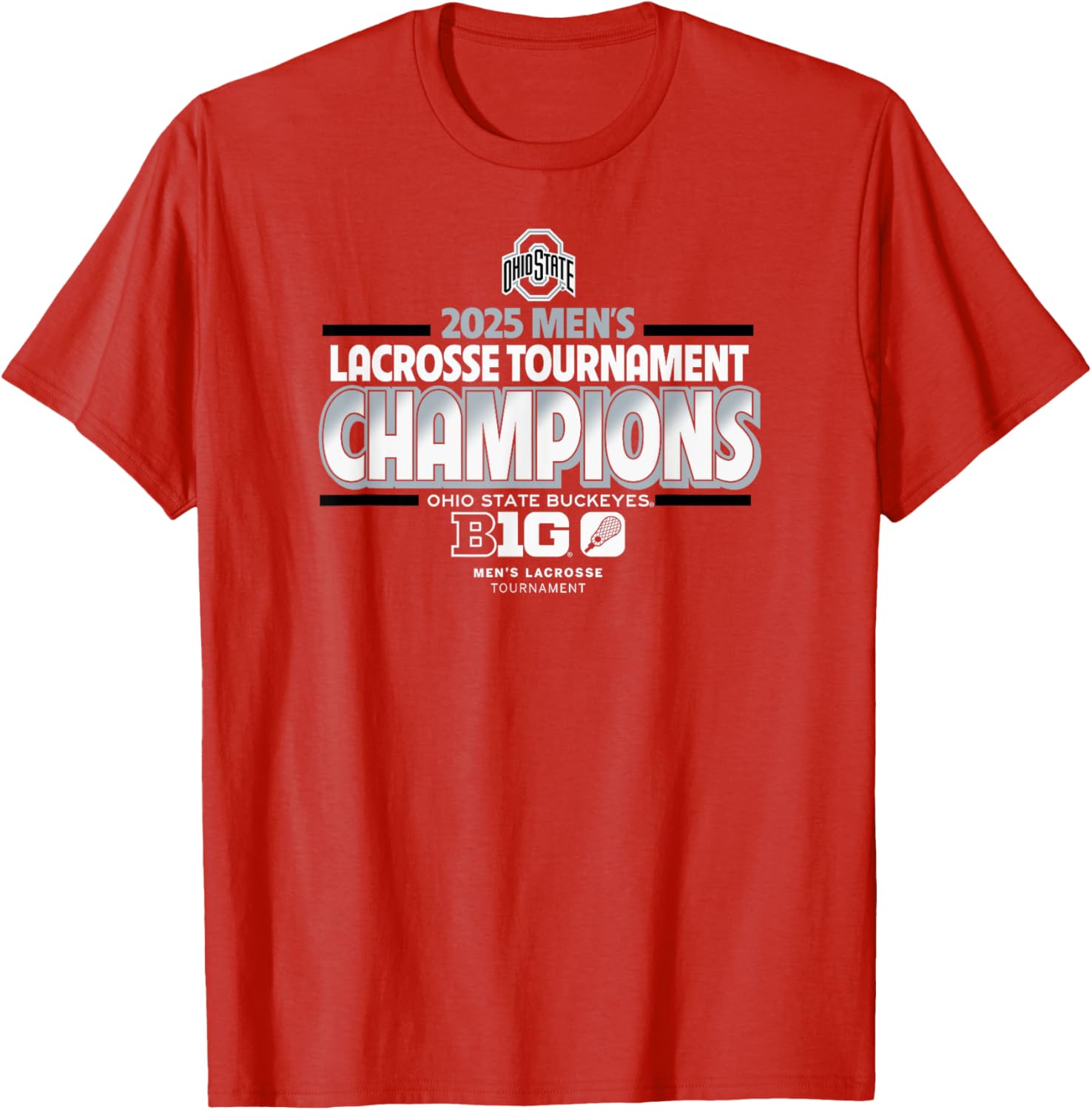 Ohio State Buckeyes Men's Lacrosse Big Ten Champs 2025 T-Shirt - 1