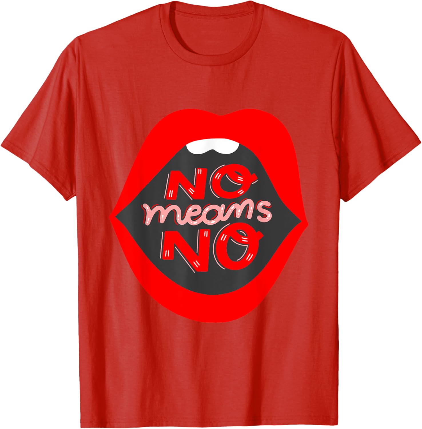Retro Feminist No Means No Consent Pop Art Lips T-Shirt for Awareness - 24