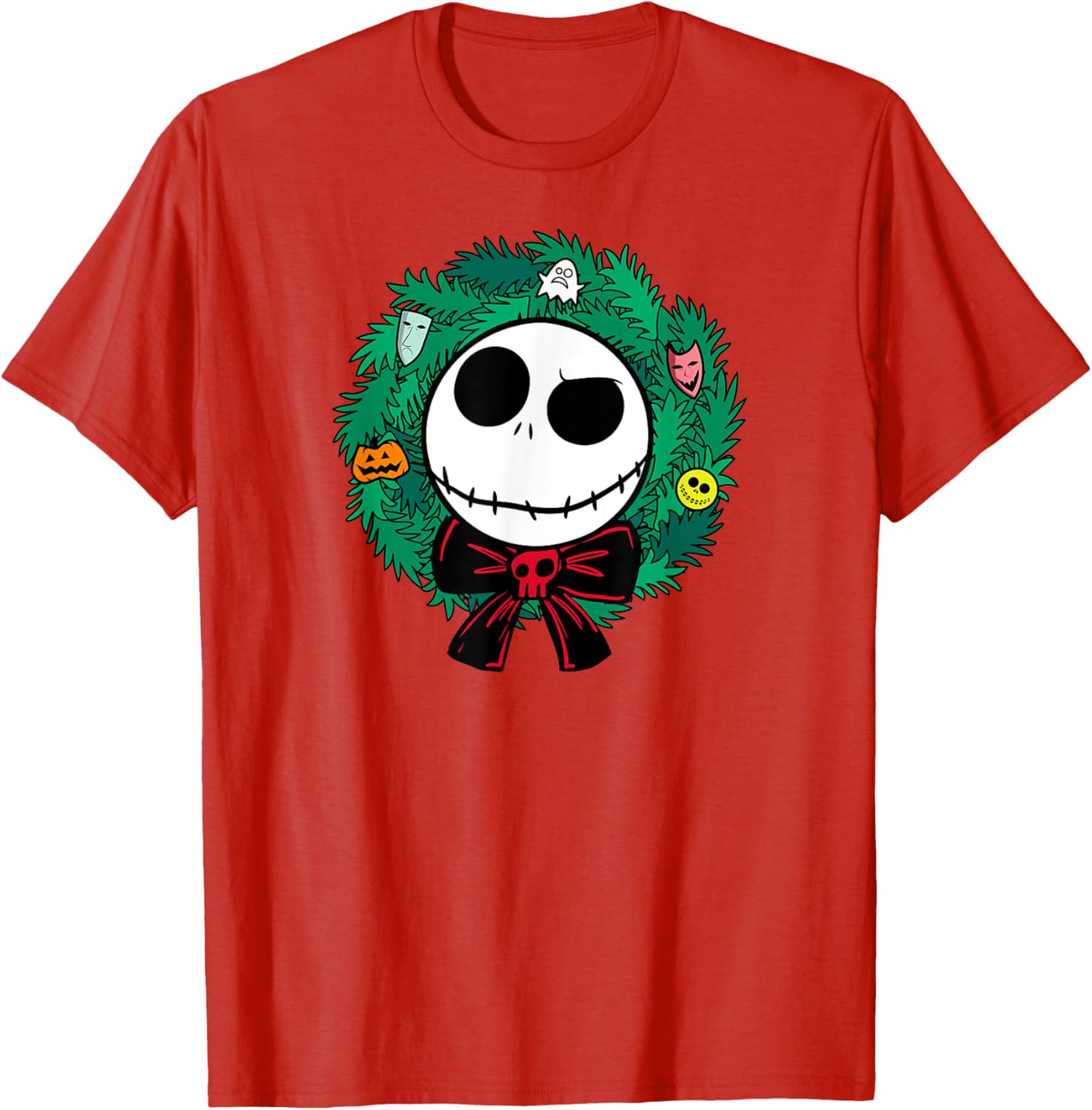 Festive Men's Nightmare Before Christmas Blue Wreath T-Shirt, Small - 4