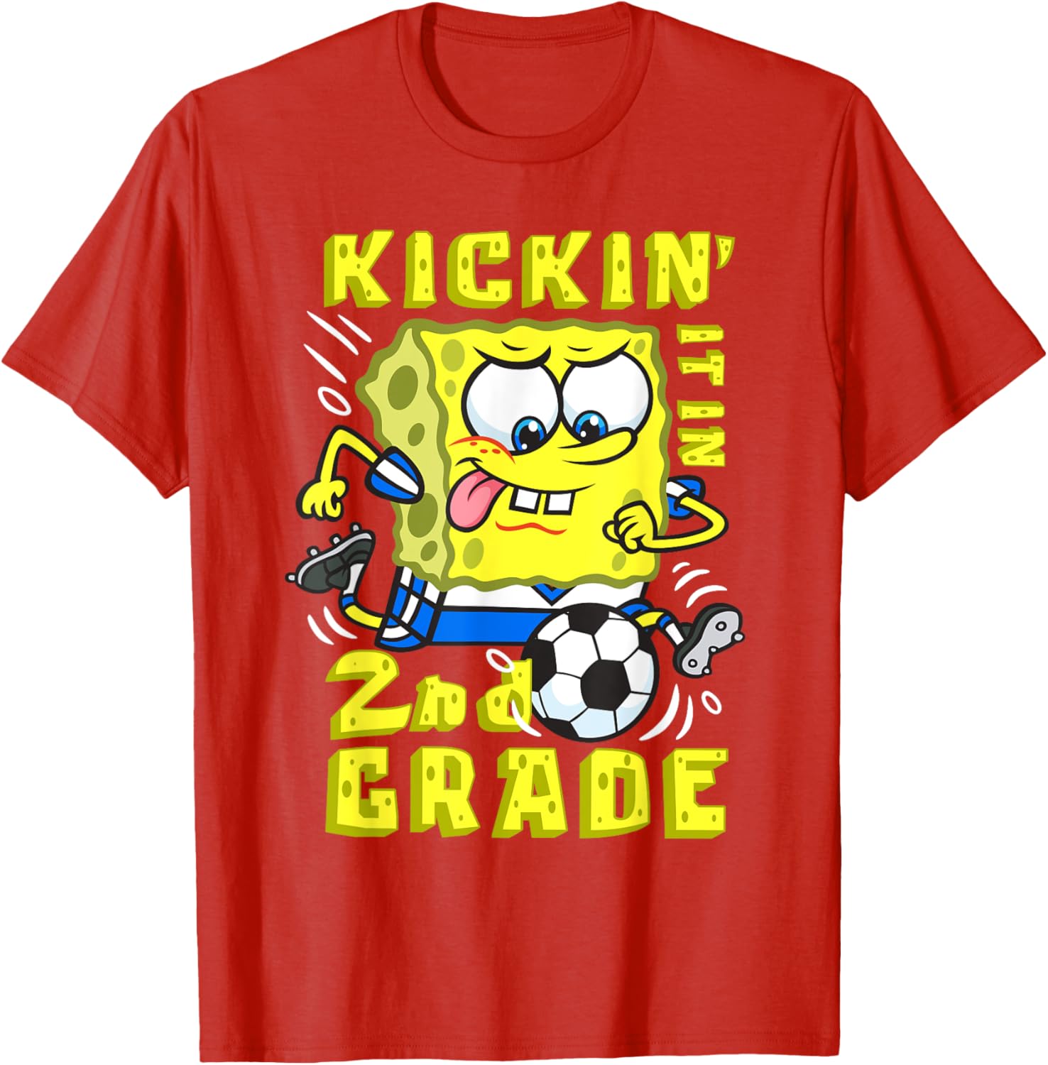 SpongeBob SquarePants Kickin It In 2nd Grade Soccer T-Shirt Gift for Kids - 3