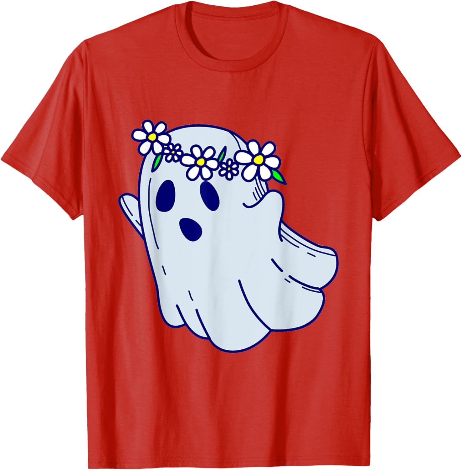 Groovy Halloween Ghost Boho Floral 1960s Goth T-Shirt for Spooky Style - 14