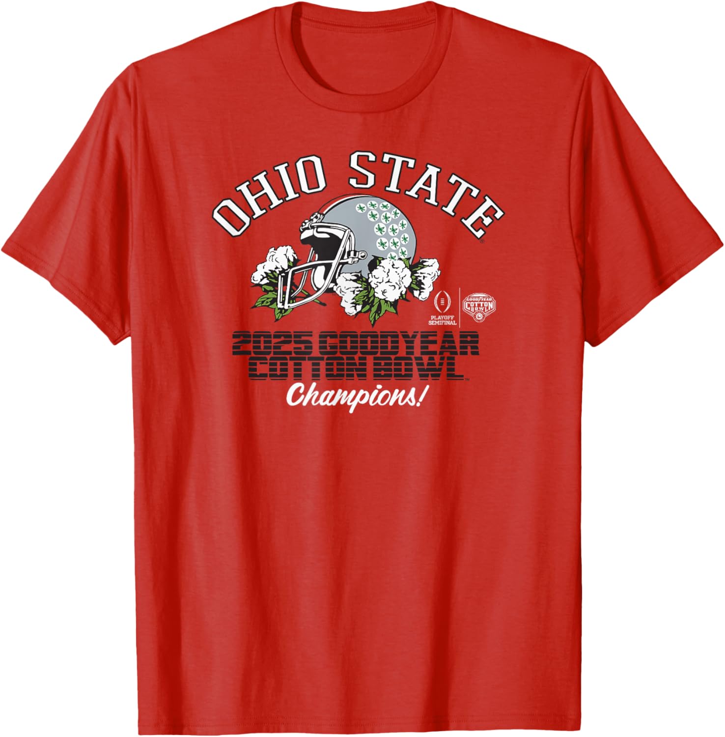 Ohio State Buckeyes Cotton Bowl Champs 2025 Red T-Shirt for Fans - 1