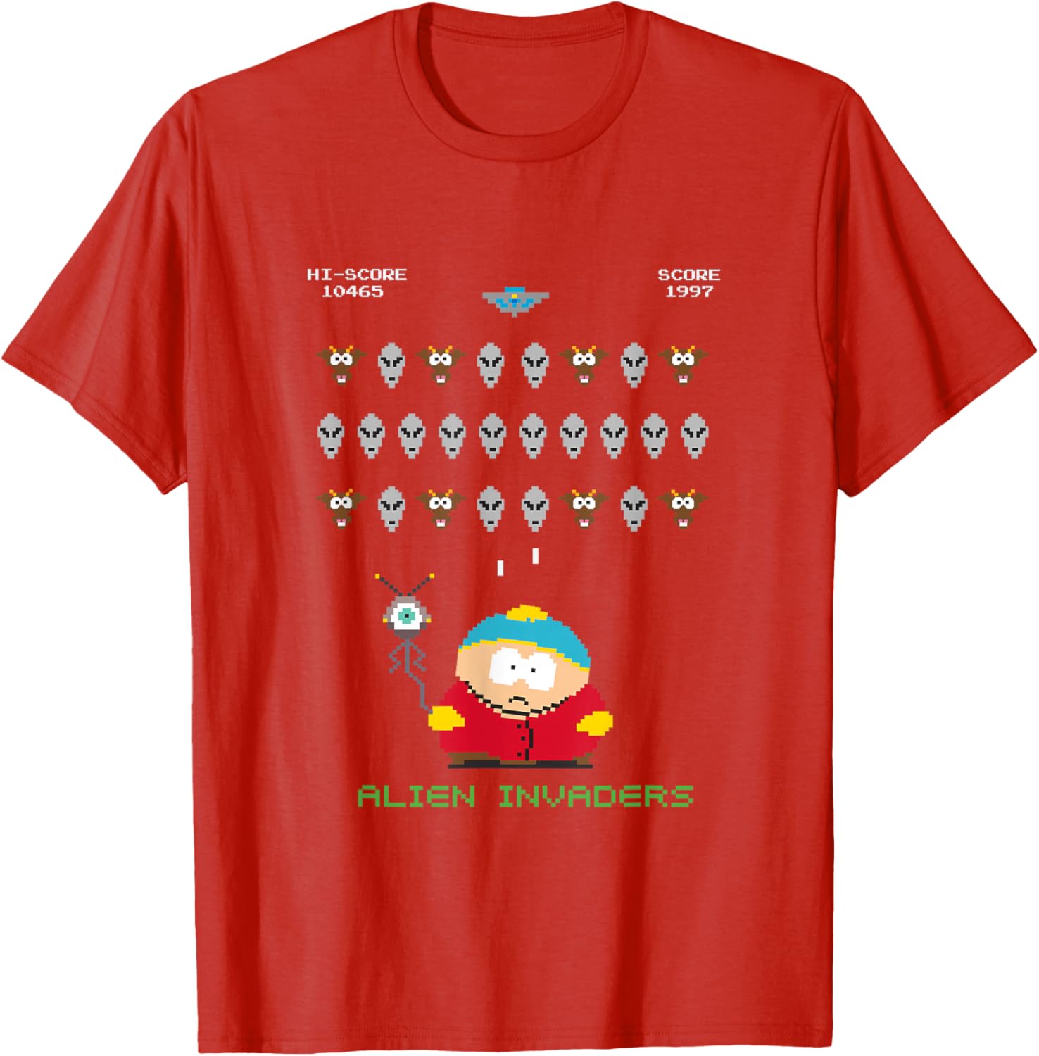 South Park Cartman Alien Invaders 8-Bit Pixel T-Shirt for Fans - 3