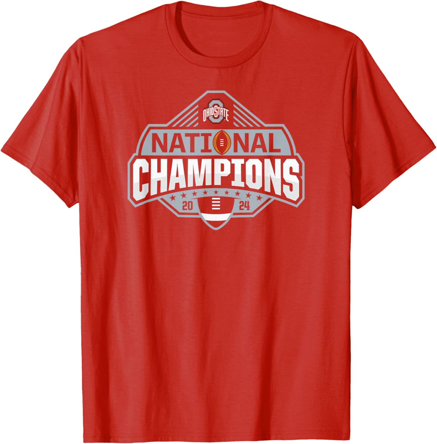 Ohio State Buckeyes National Champs 2024 Red T-Shirt for Fans - 1