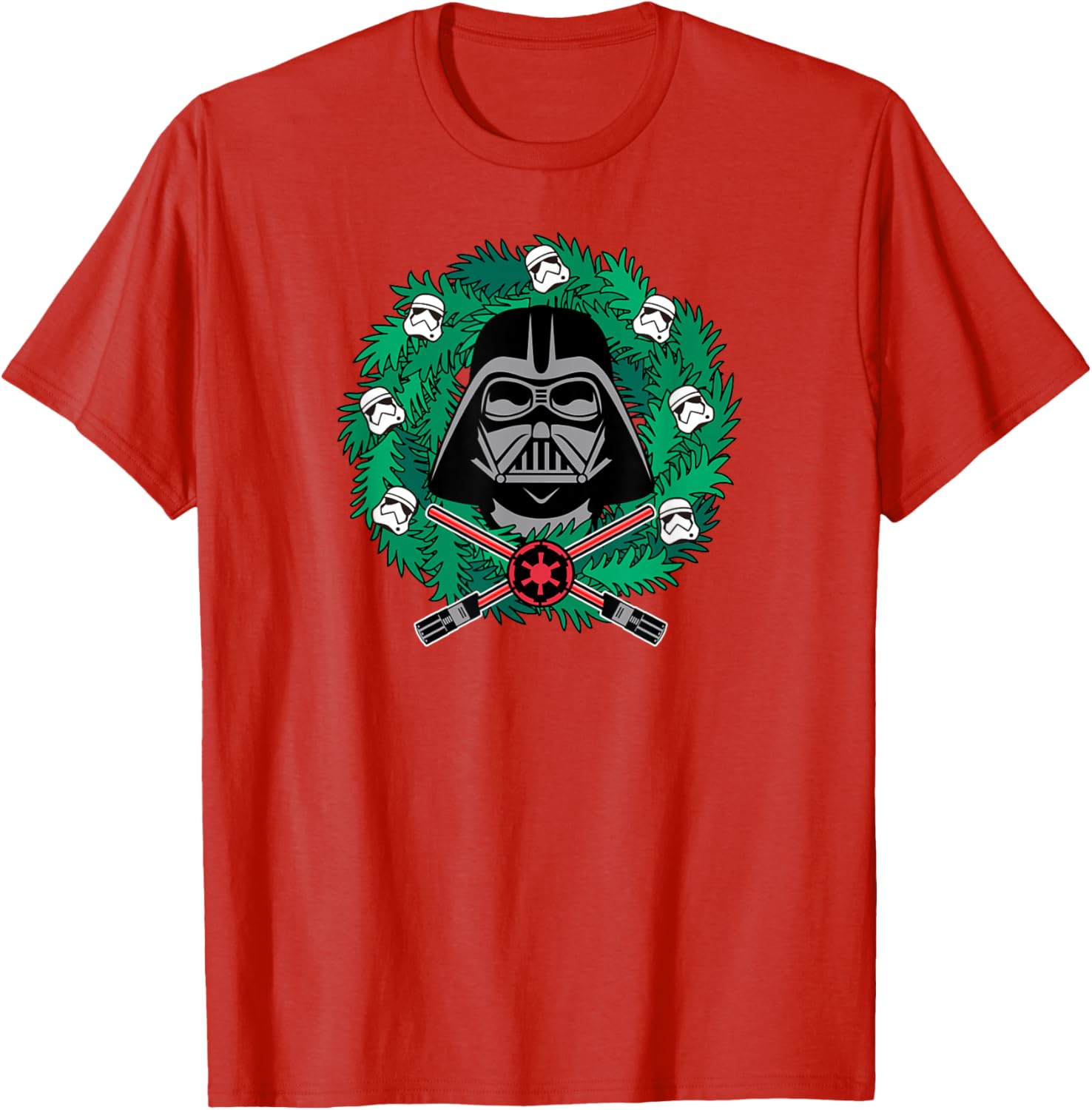 Amazon Essentials Men's Darth Vader Wreath T-Shirt for Christmas Fun - 9