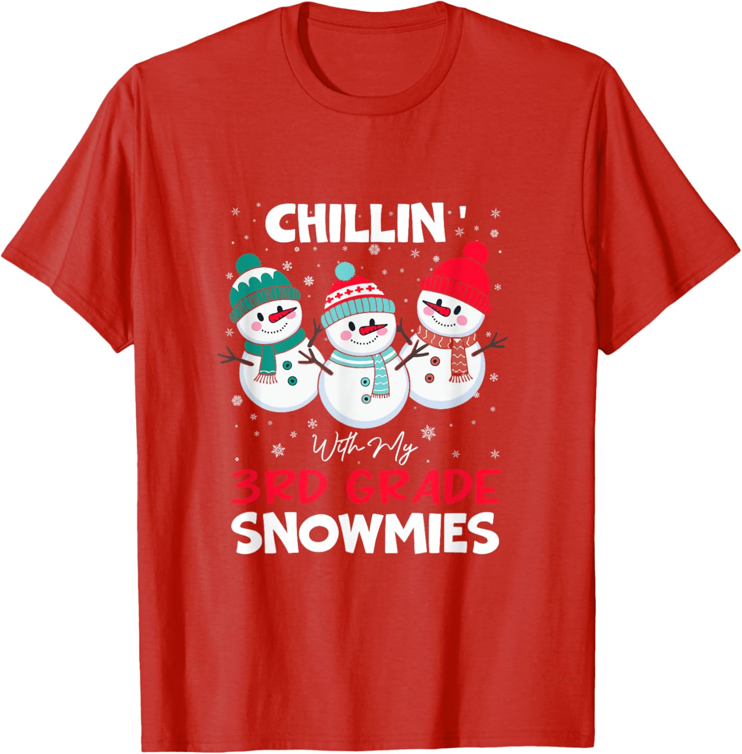 Chillin With My 3rd Grade Snowmies T-Shirt for Kids Fun Winter Wear - 7