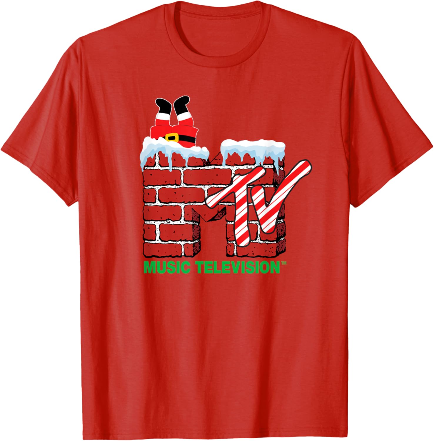 MTV Christmas Santa Claus Chimney Vintage T-Shirt for Holiday Cheer - 11
