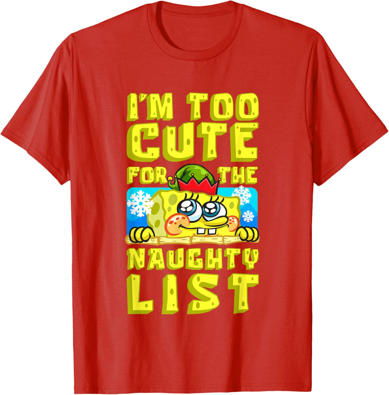SpongeBob Christmas I'm Too Cute for the Naughty List T-Shirt Gift - 13