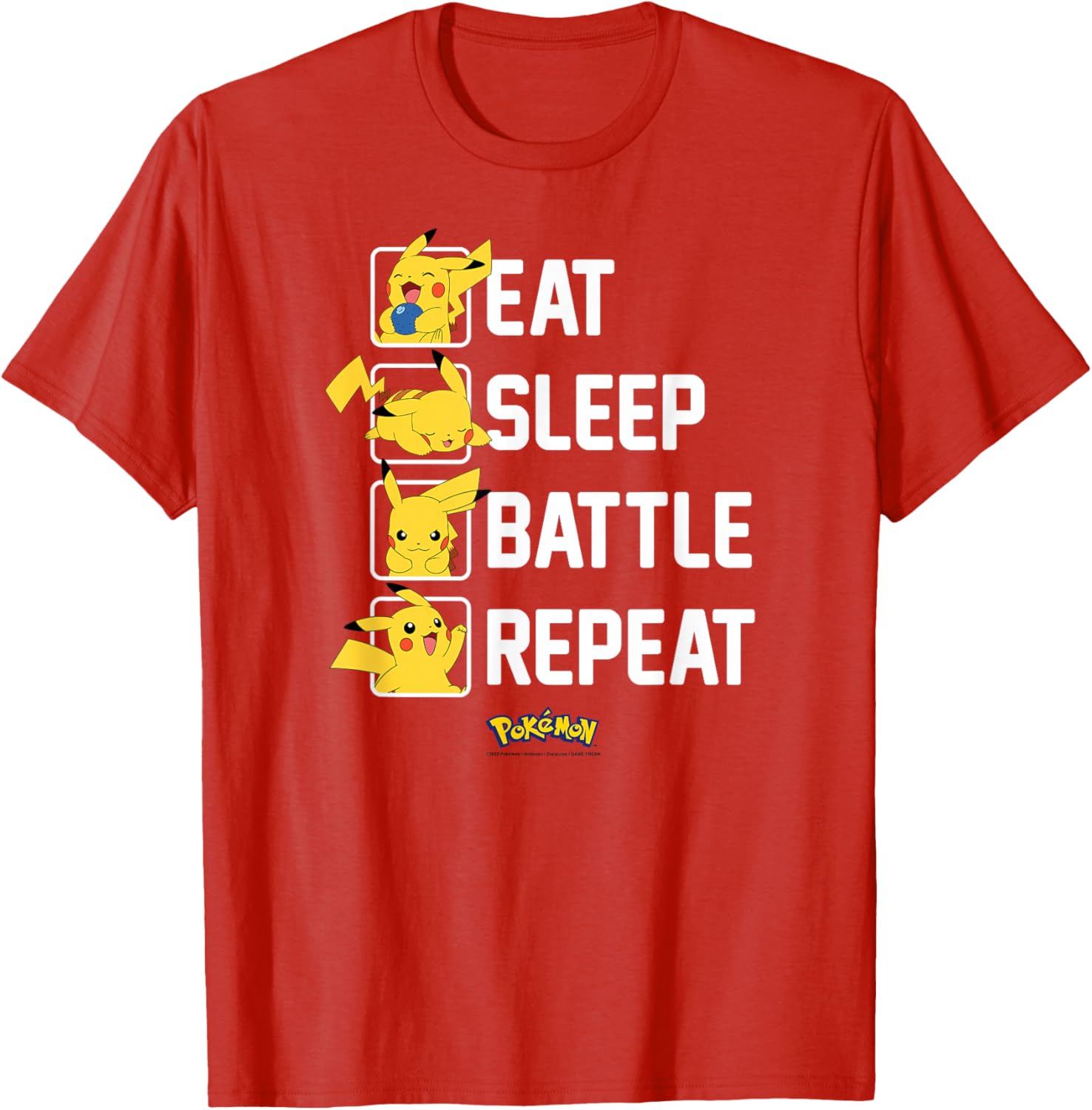 Pikachu Eat Sleep Battle Repeat T-Shirt for Pokémon Fans and Gamers - 3