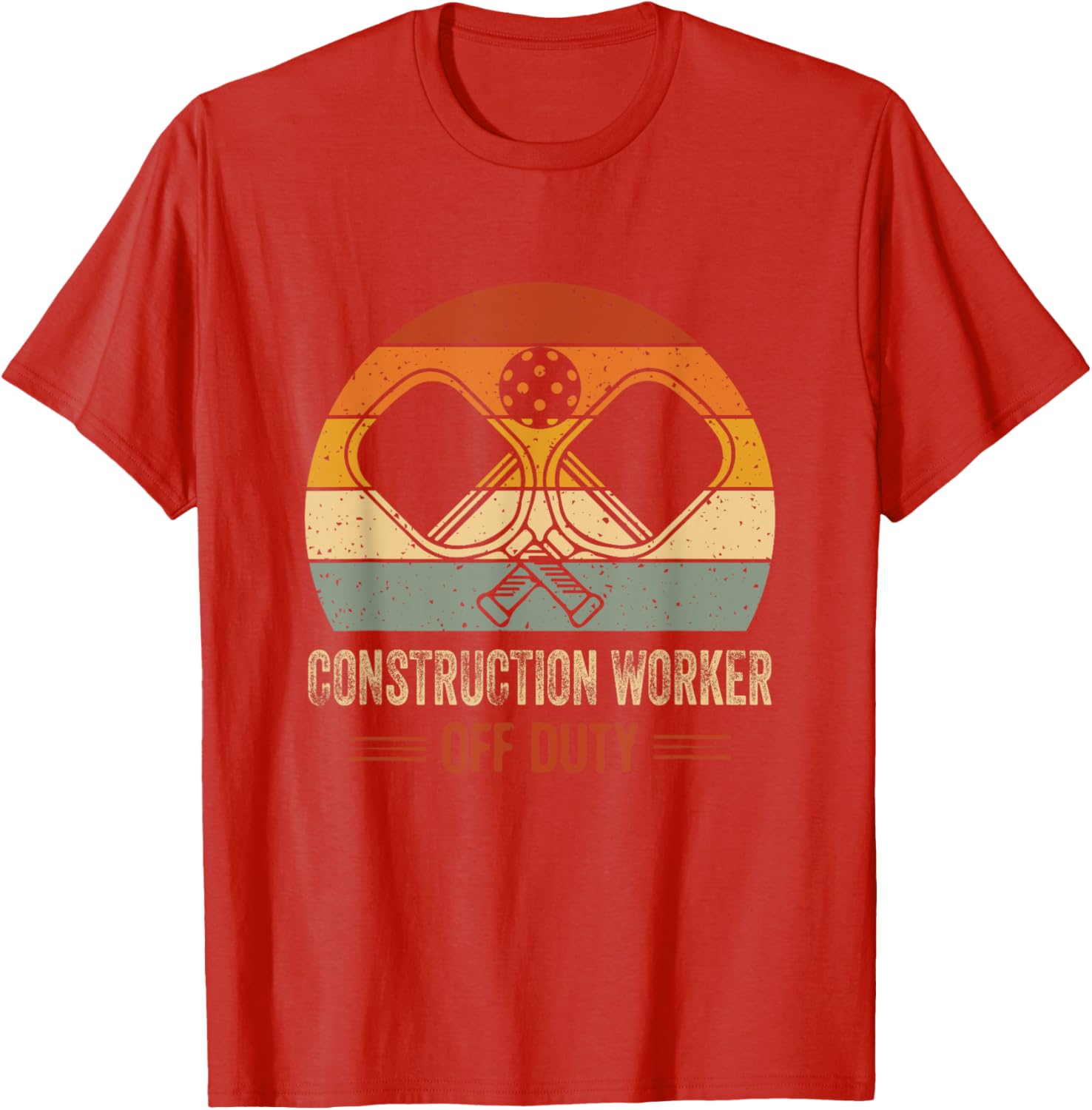 Vintage Sunset Off Duty Construction Worker Pickleball T-Shirt Fun Design - 4