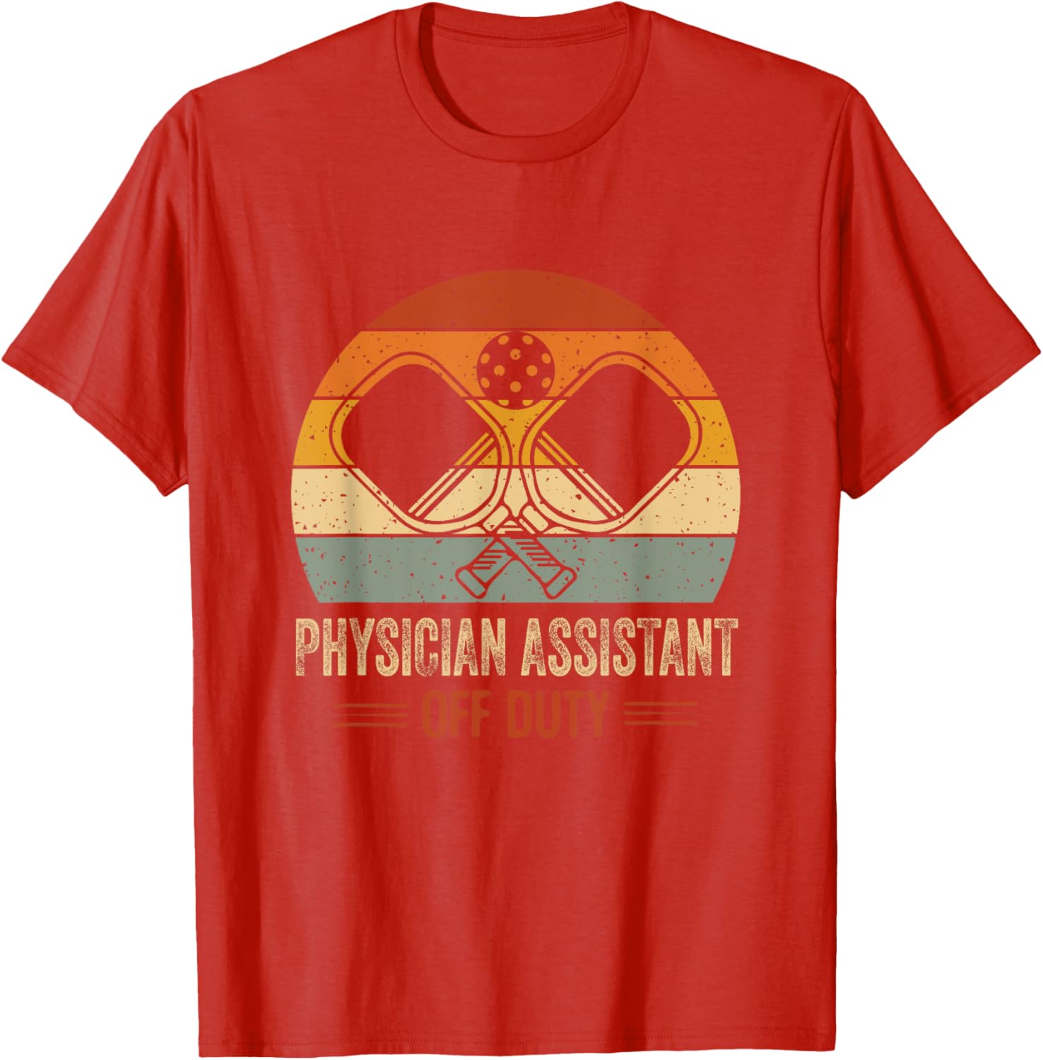 Vintage Sunset Off Duty Physician Assistant Pickleball T-Shirt for Fun - 9