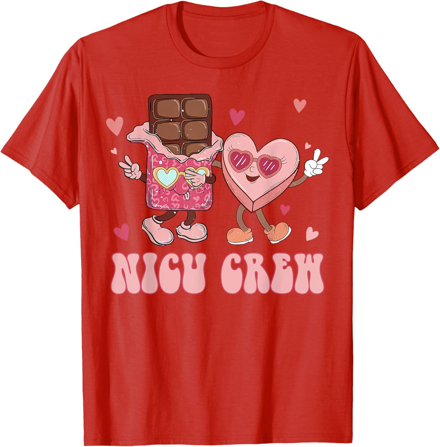 Retro NICU Crew Valentine's Day T-Shirt for Nurses with Cute Heart Design - 3