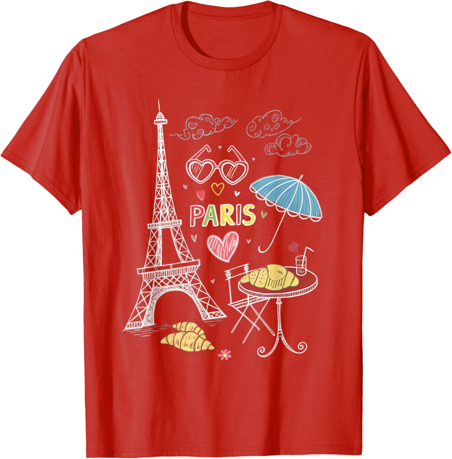 Paris Eiffel Tower Cafe Scene T-Shirt for Girls - Perfect Travel Souvenir - 8