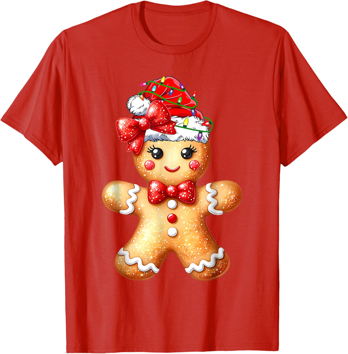 Merry Christmas Gingerbread Santa T-Shirt for Girls and Women - 15