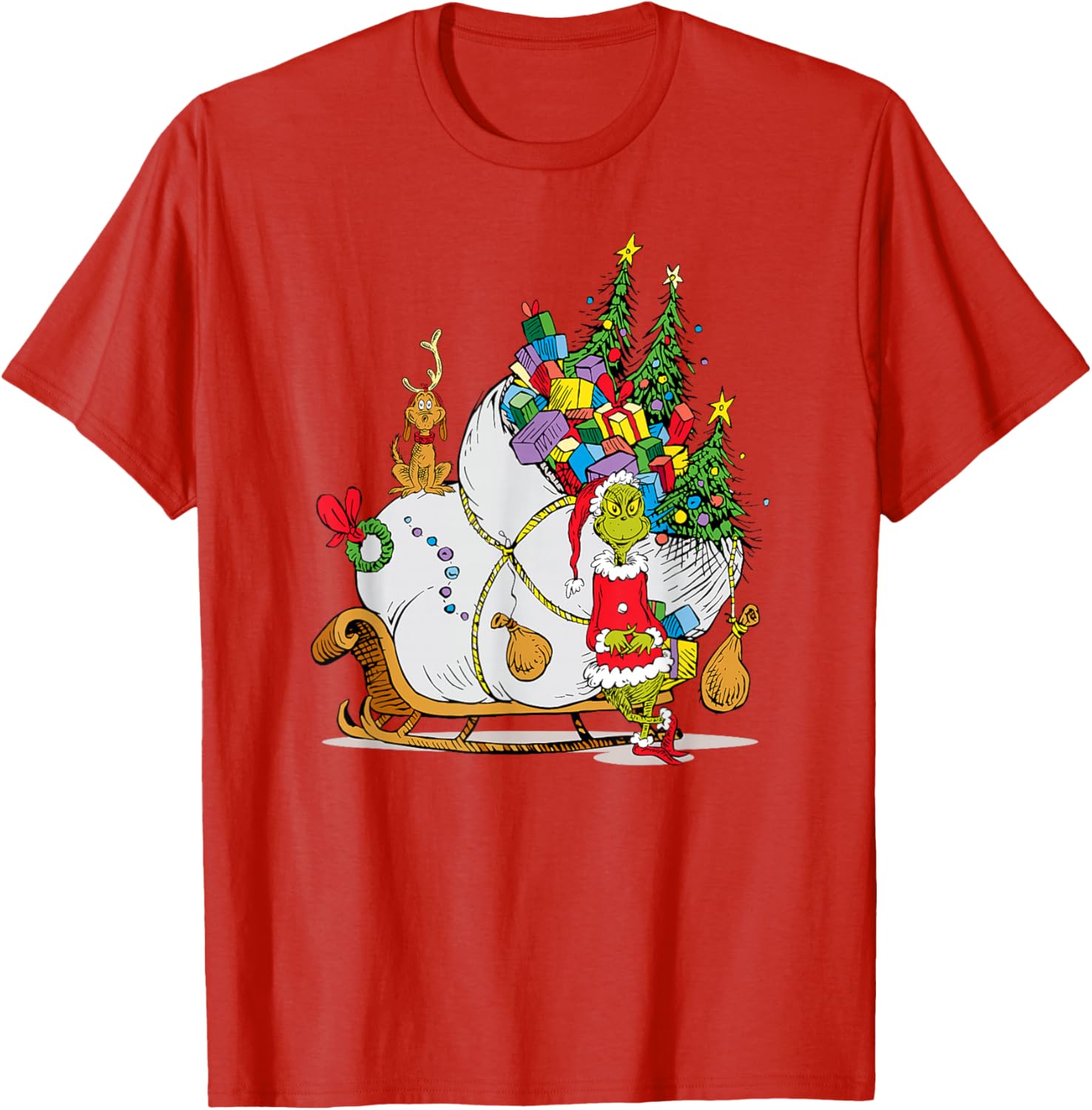 Dr. Seuss Grinch Sleigh T-Shirt - Fun Christmas Apparel for Everyone - 7