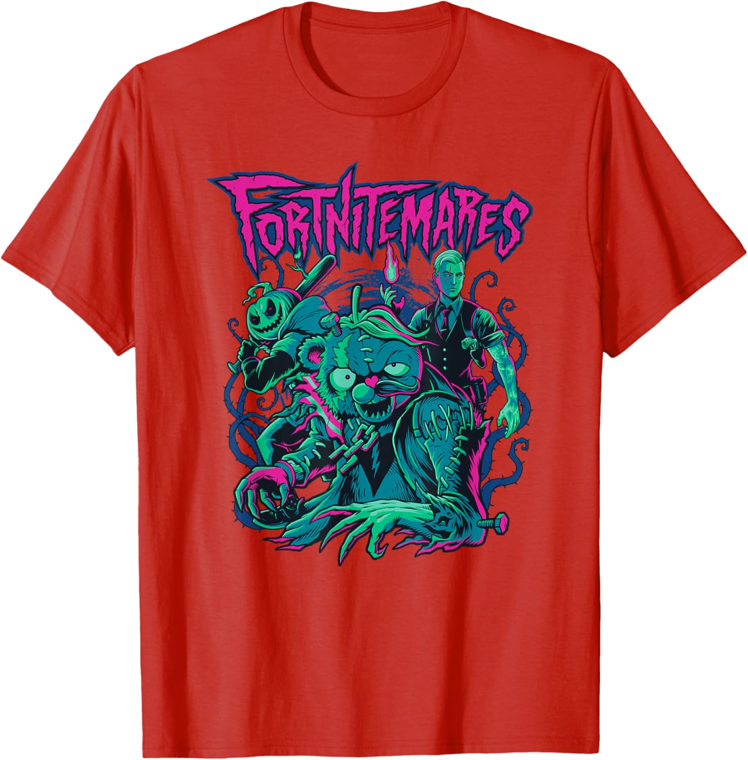 Fortnite Halloween Fortnitemares Retro Horror Group Shot T-Shirt for Fans - 8