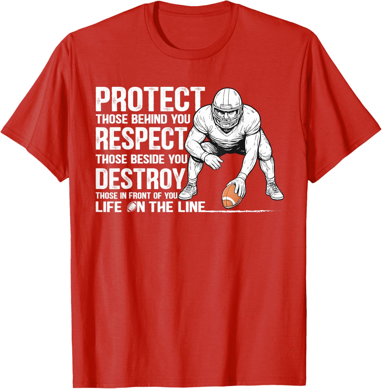 Vintage Protect Respect Destroy Offensive Lineman Football T-Shirt - 4