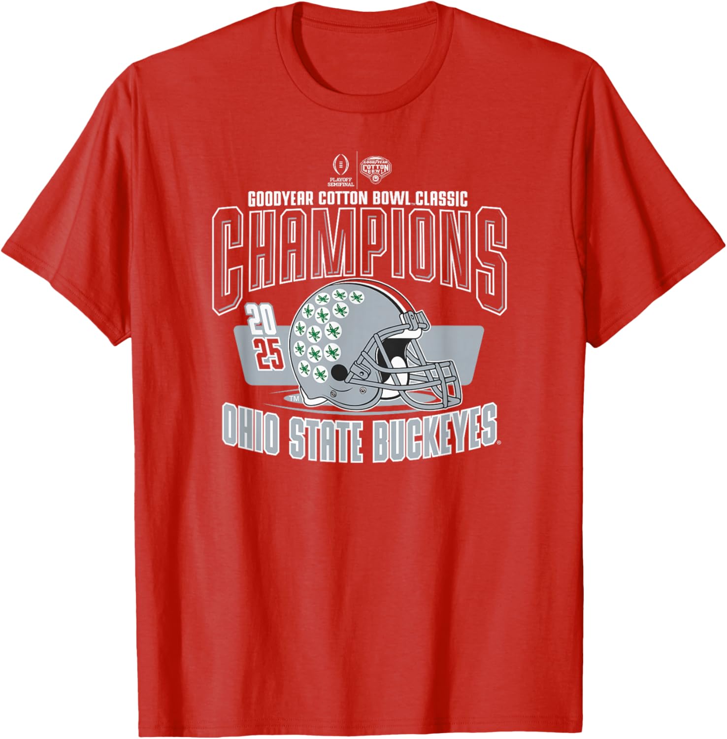 Ohio State Buckeyes 2025 Cotton Bowl Champs Red T-Shirt for Fans - 1