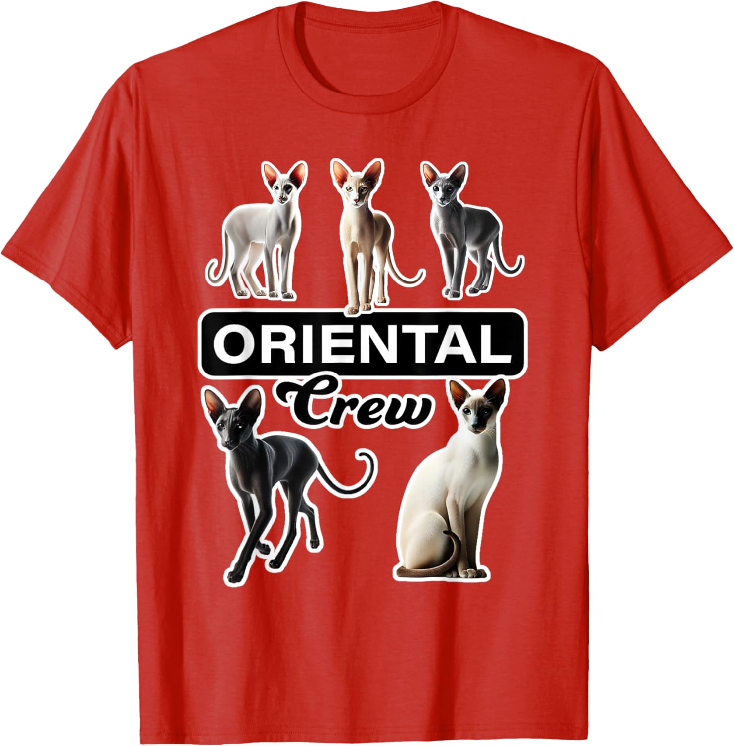 Oriental Cat Crew T-Shirt for Cat Lovers - Stylish and Comfortable Wear - 6