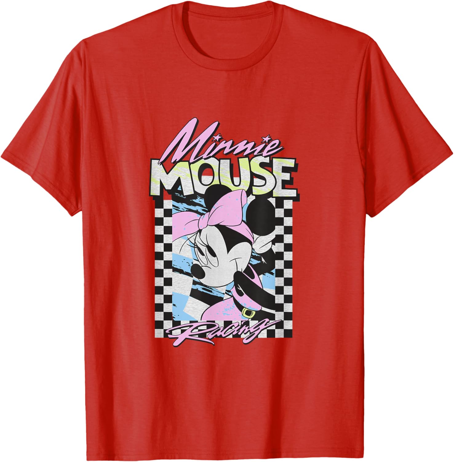 Retro Mickey and Friends Checkered Flag T-Shirt for Fun Racing Fans - 4
