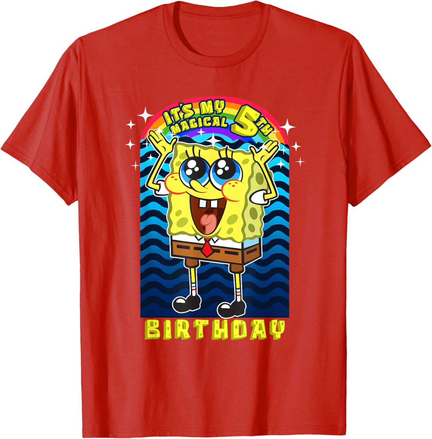 SpongeBob SquarePants Magical 5th Birthday Gift T-Shirt for Kids - 7