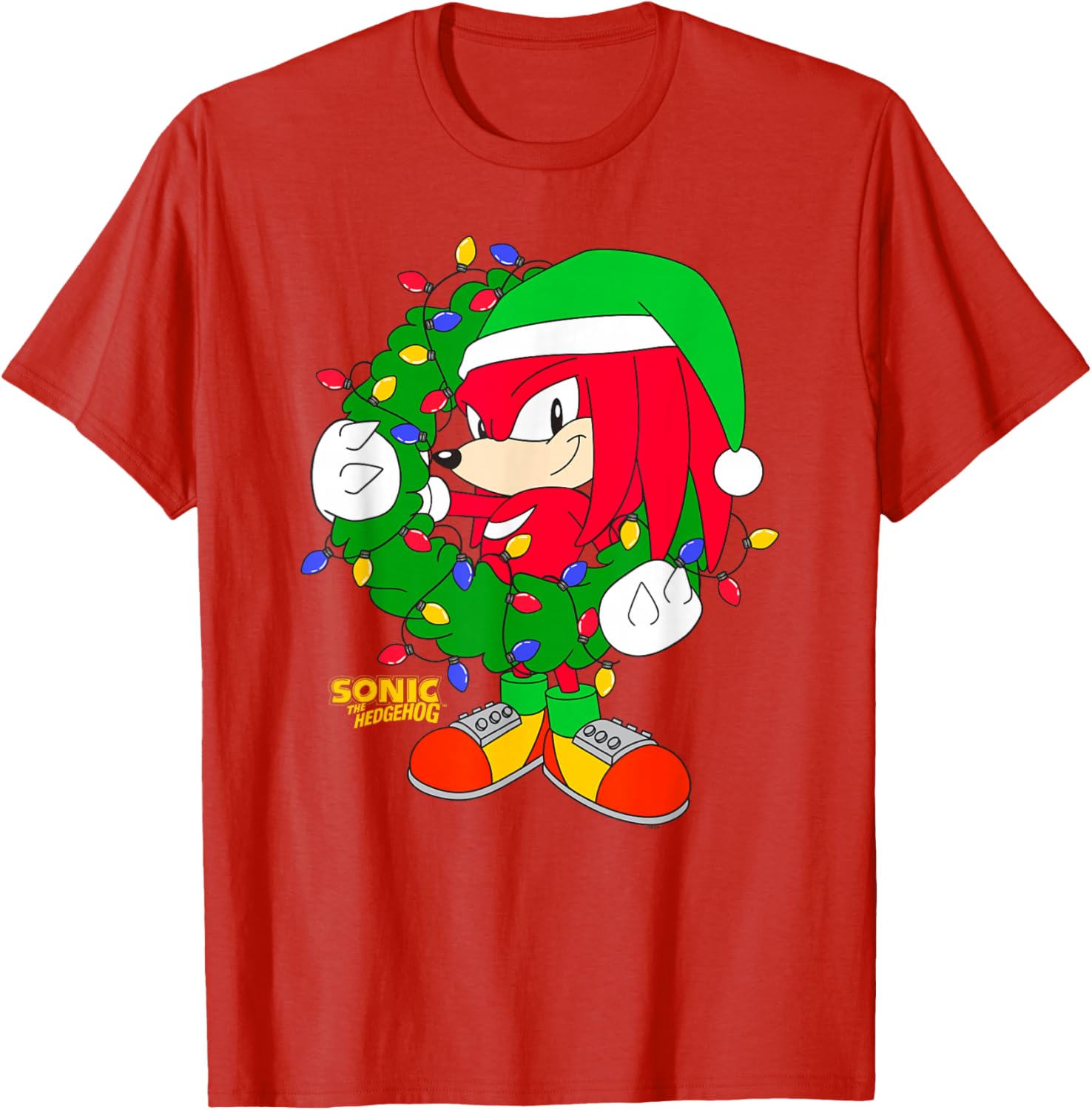 Sonic the Hedgehog Christmas Knuckle Wreath T-Shirt for Holiday Cheer - 2