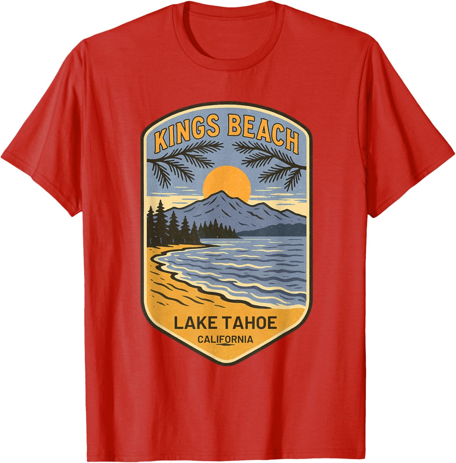Retro Kings Beach Lake Tahoe T-Shirt Vintage Art Souvenir Apparel - 27