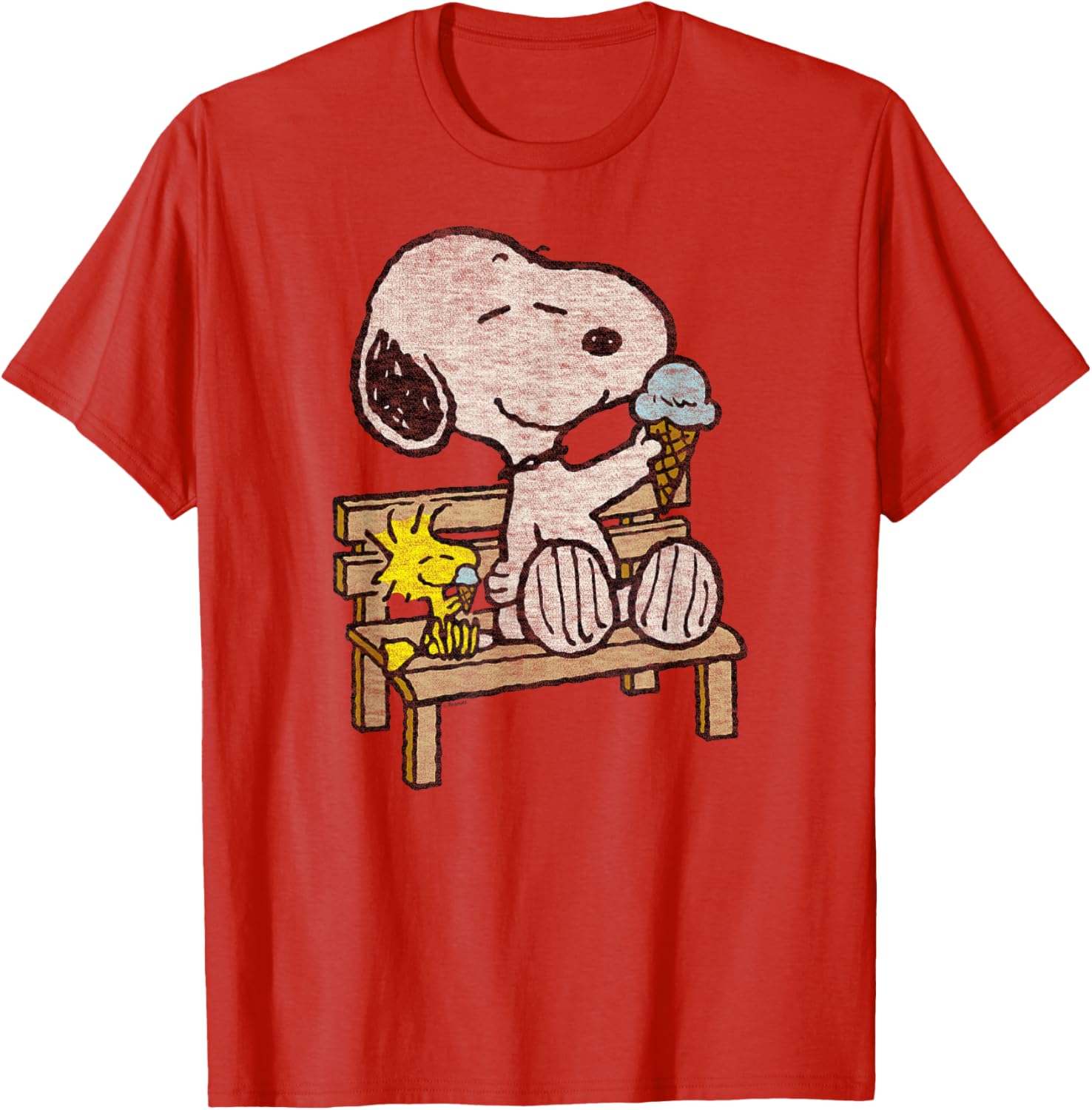 Snoopy and Woodstock Bench T-Shirt - Adorable Peanuts Apparel for Fans - 10
