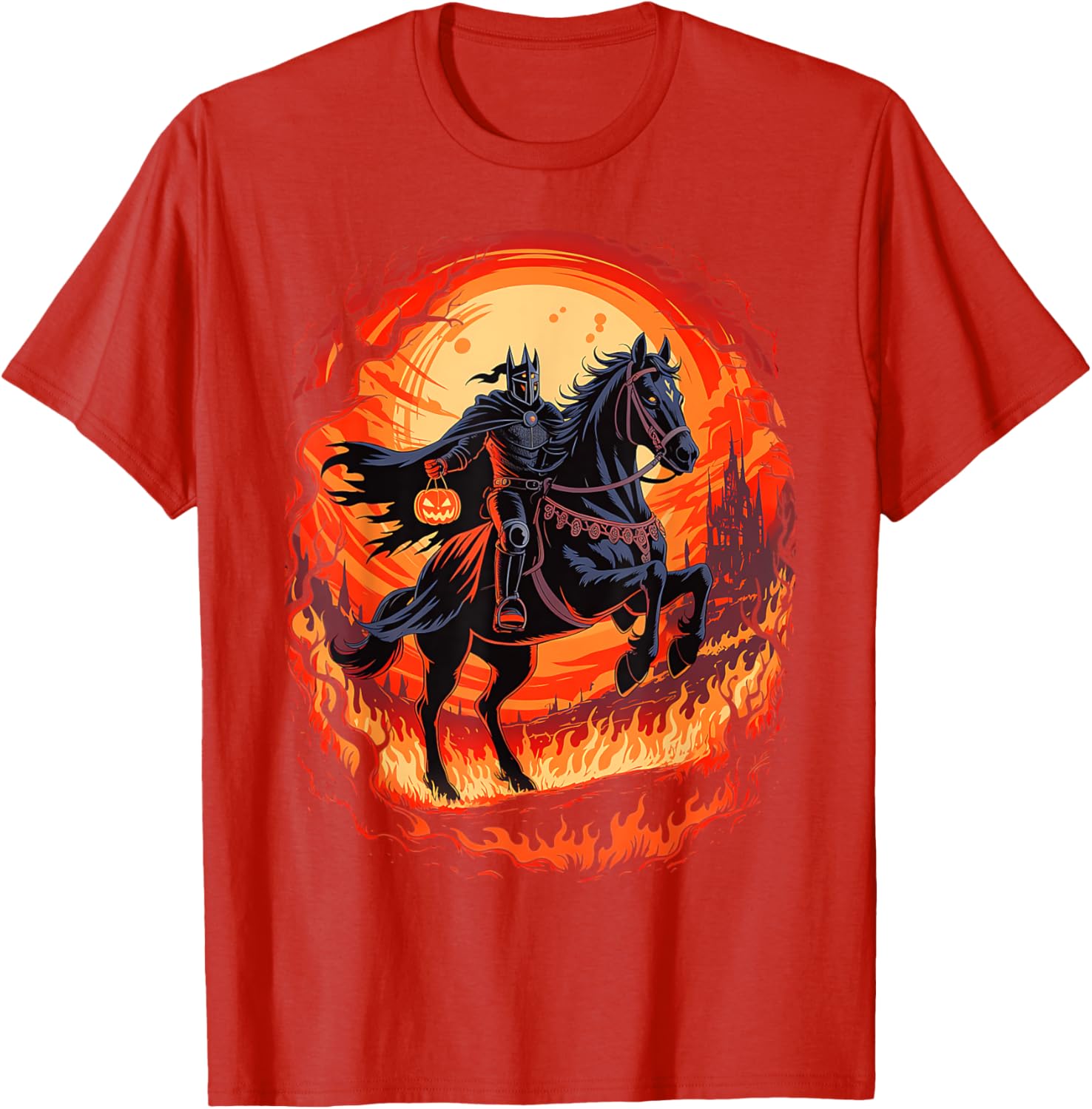 Spooky Pumpkin Headless Horseman Halloween T-Shirt for All Ages - 27