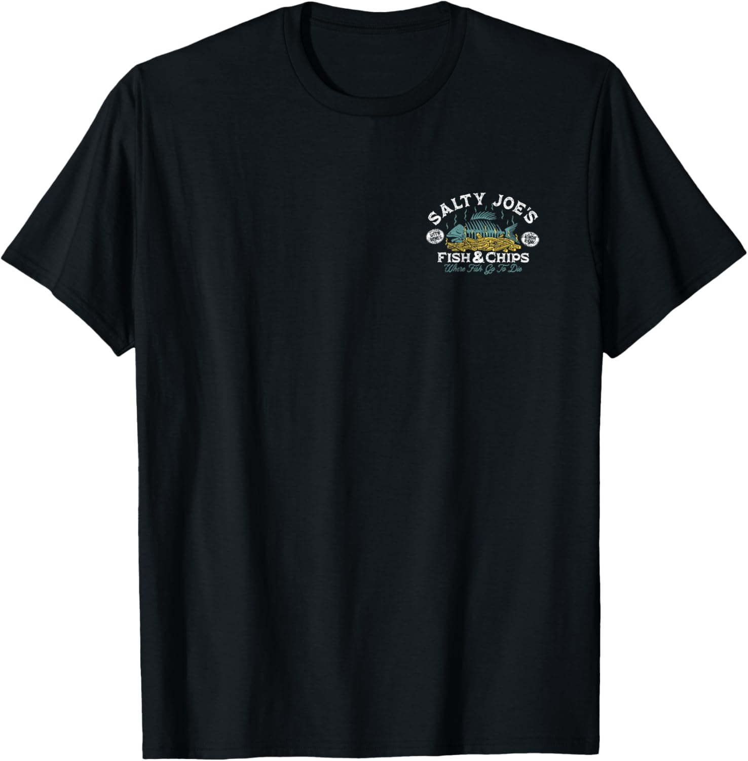 Salty Joe's Fish and Chips Logo Graphic T-Shirt for Casual Style Fans - 4