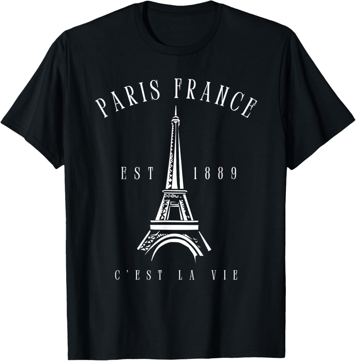 Vintage Paris Tee Shirt with Eiffel Tower C'est la Vie Design - 16