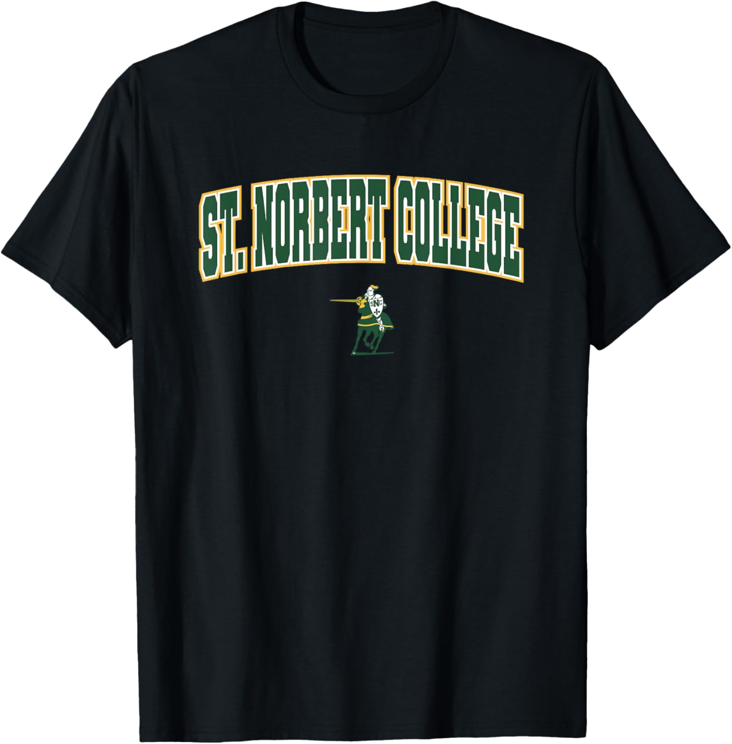 St Norbert College Green Knights Arch Logo T-Shirt for Sports Enthusiasts - 1