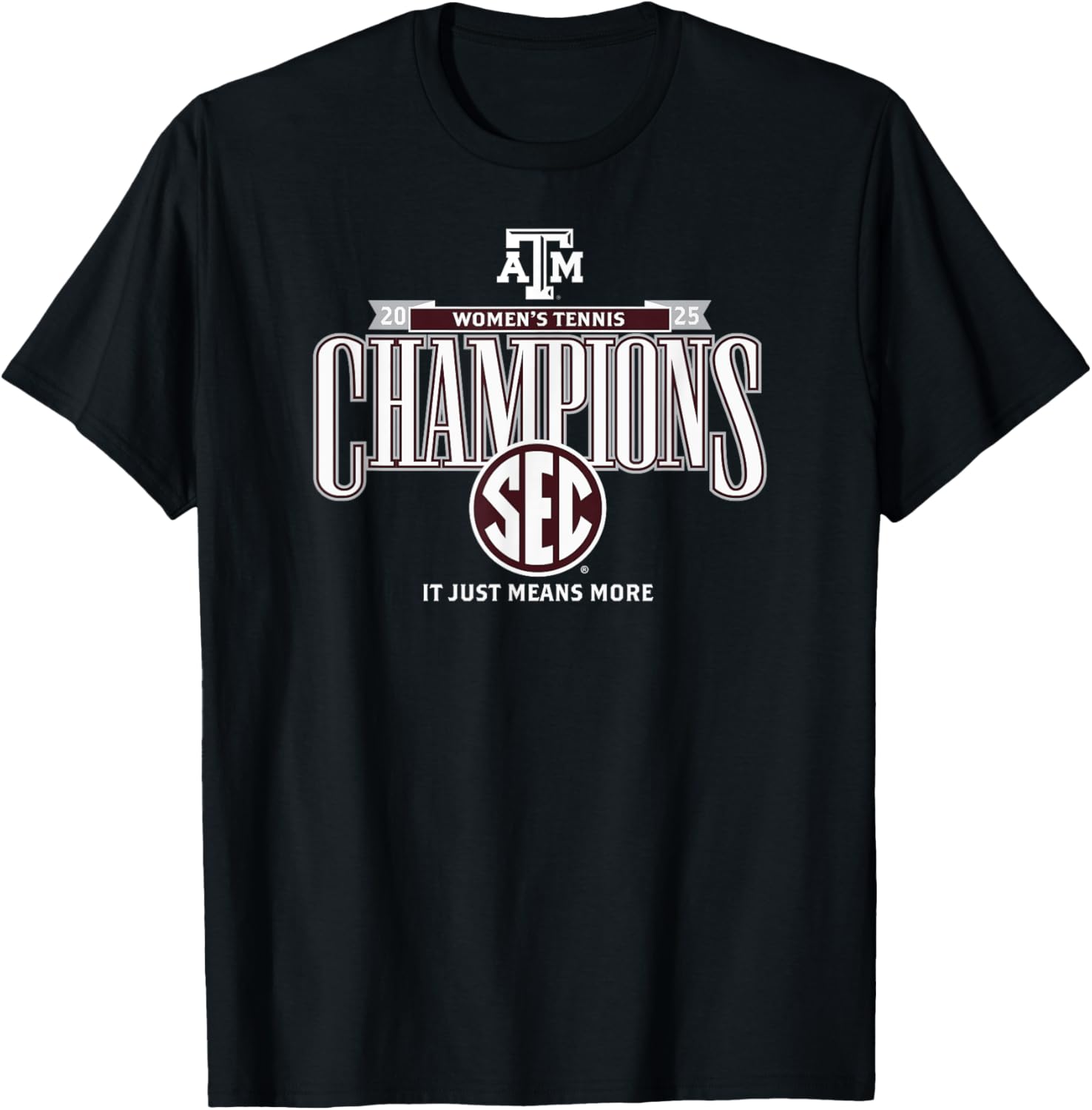 Texas A&M Aggies Women's SEC Champs 2025 Tennis Season T-Shirt - 1