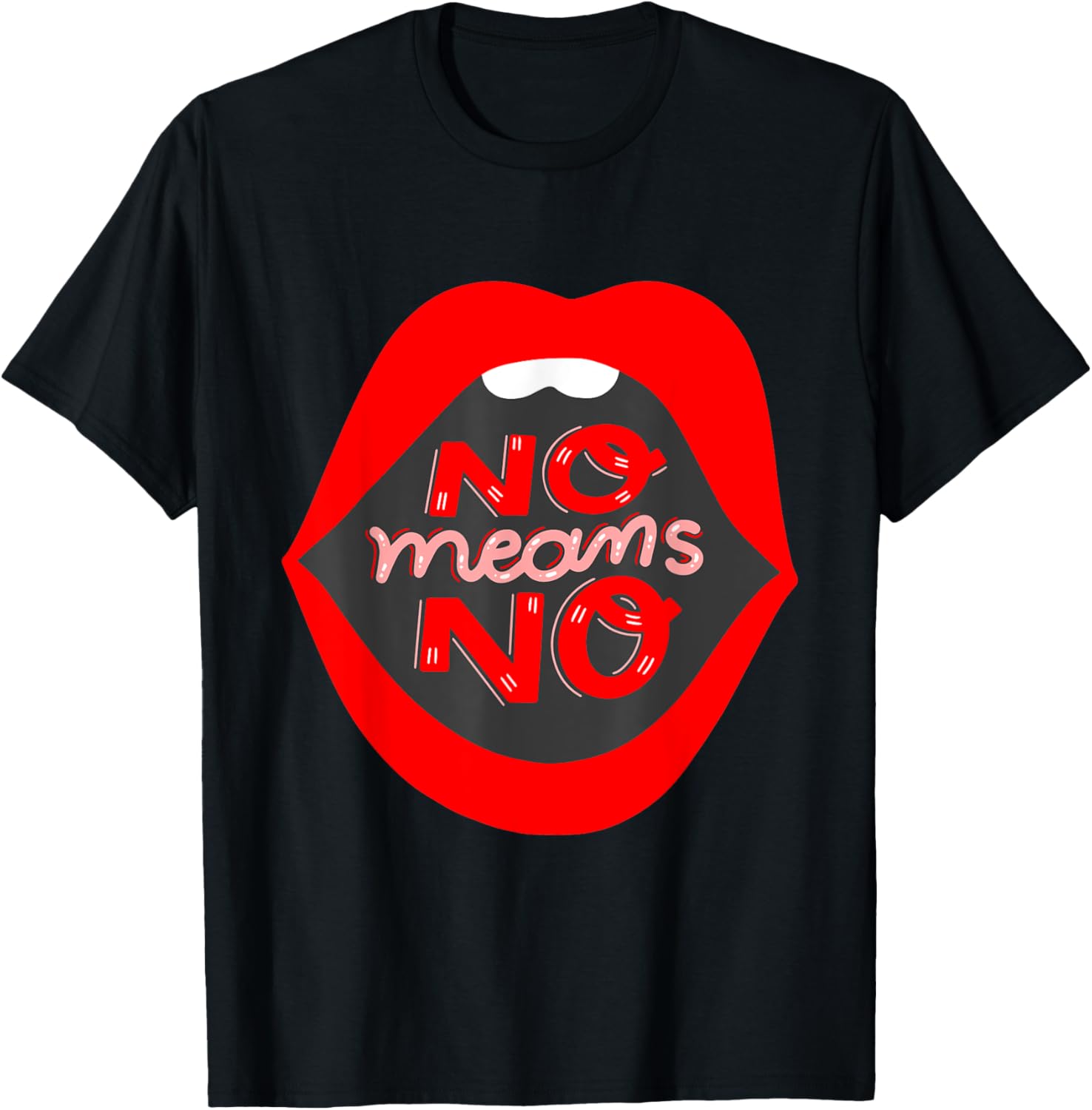 Retro Feminist No Means No Consent Pop Art Lips T-Shirt for Awareness - 20
