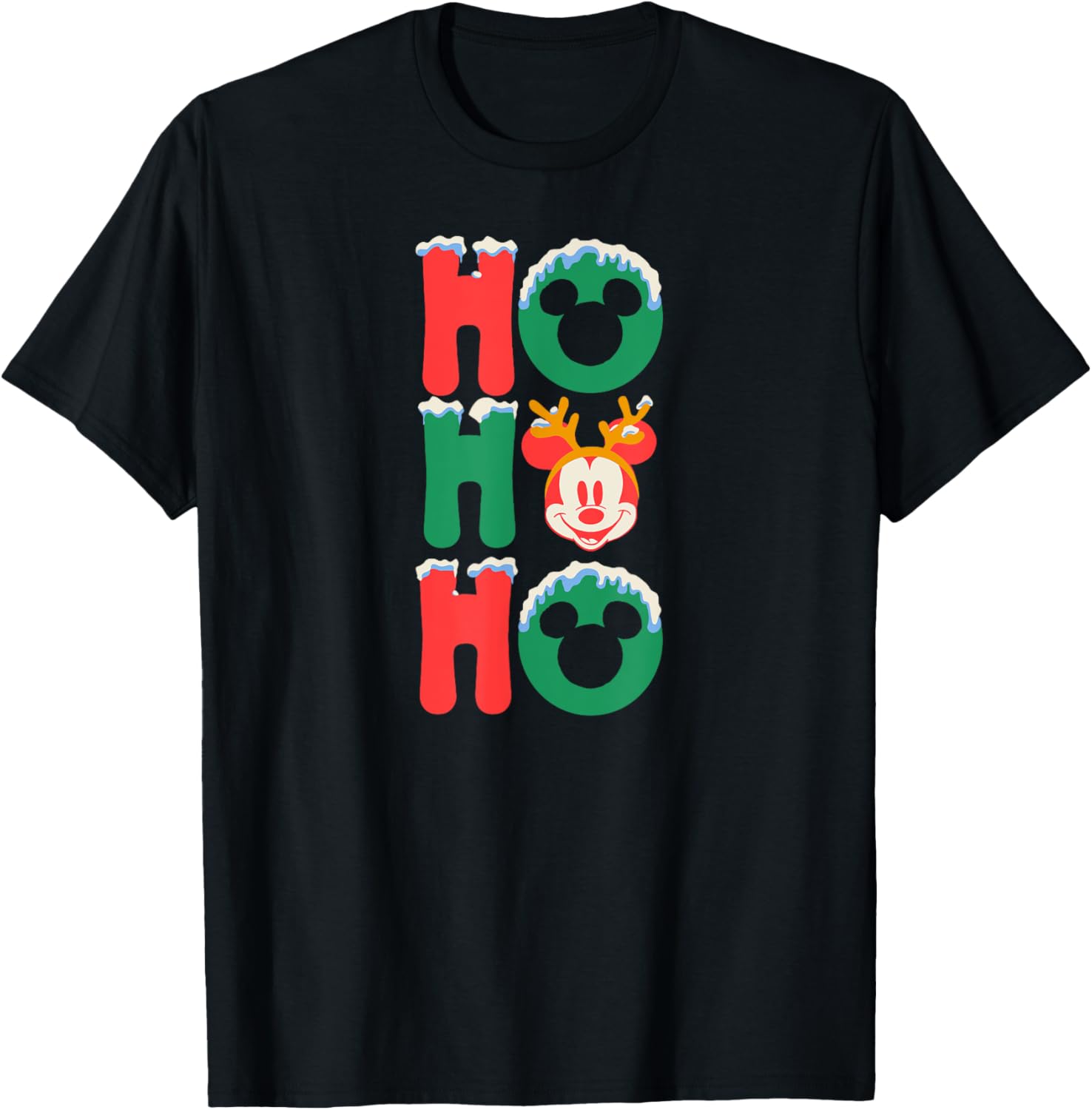 Mickey Mouse Ho Ho Ho Antlers Christmas T-Shirt for Men, Black Small - 5