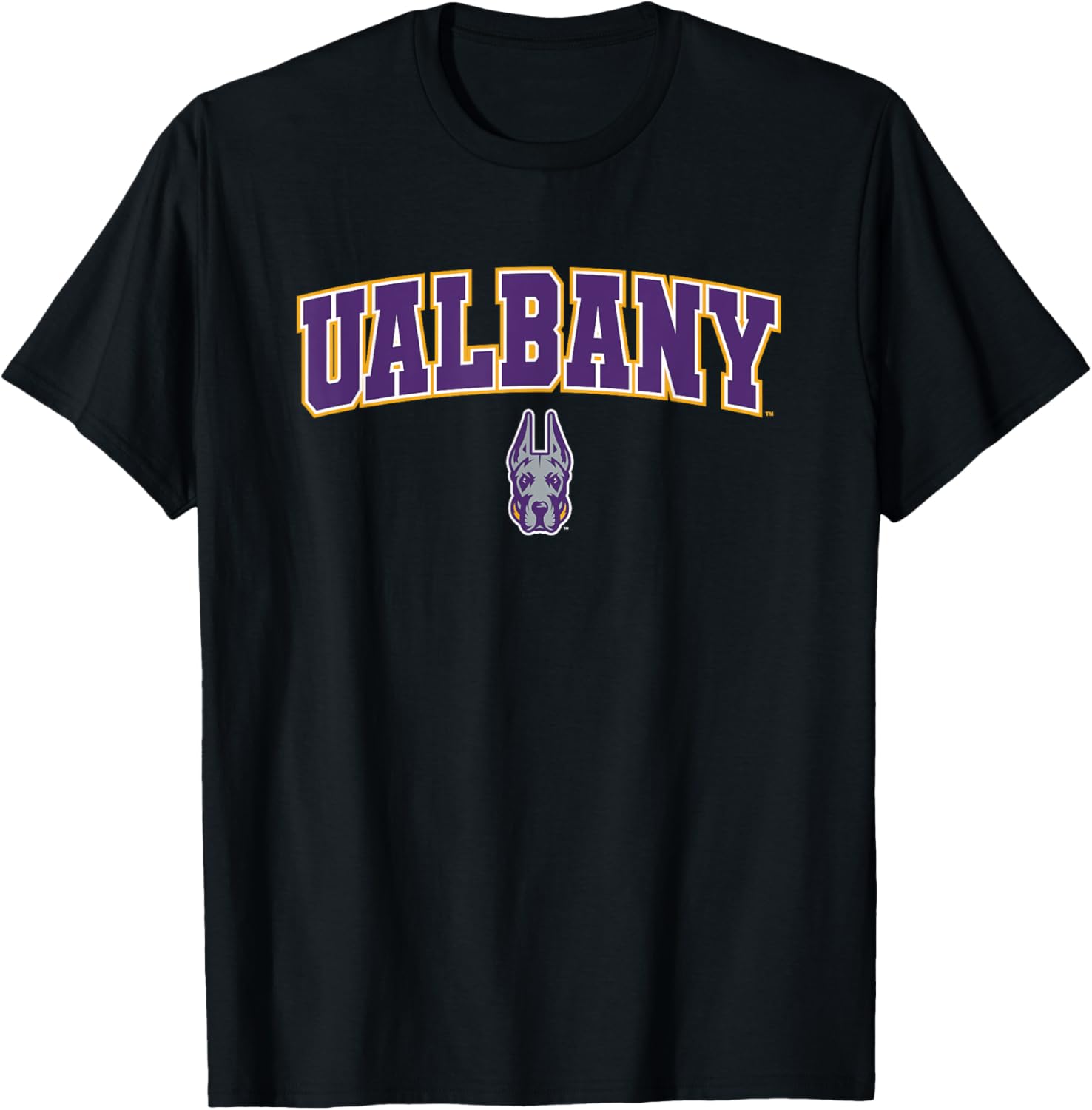 University at Albany Great Danes Arch Logo T-Shirt for Fans and Alumni - 1