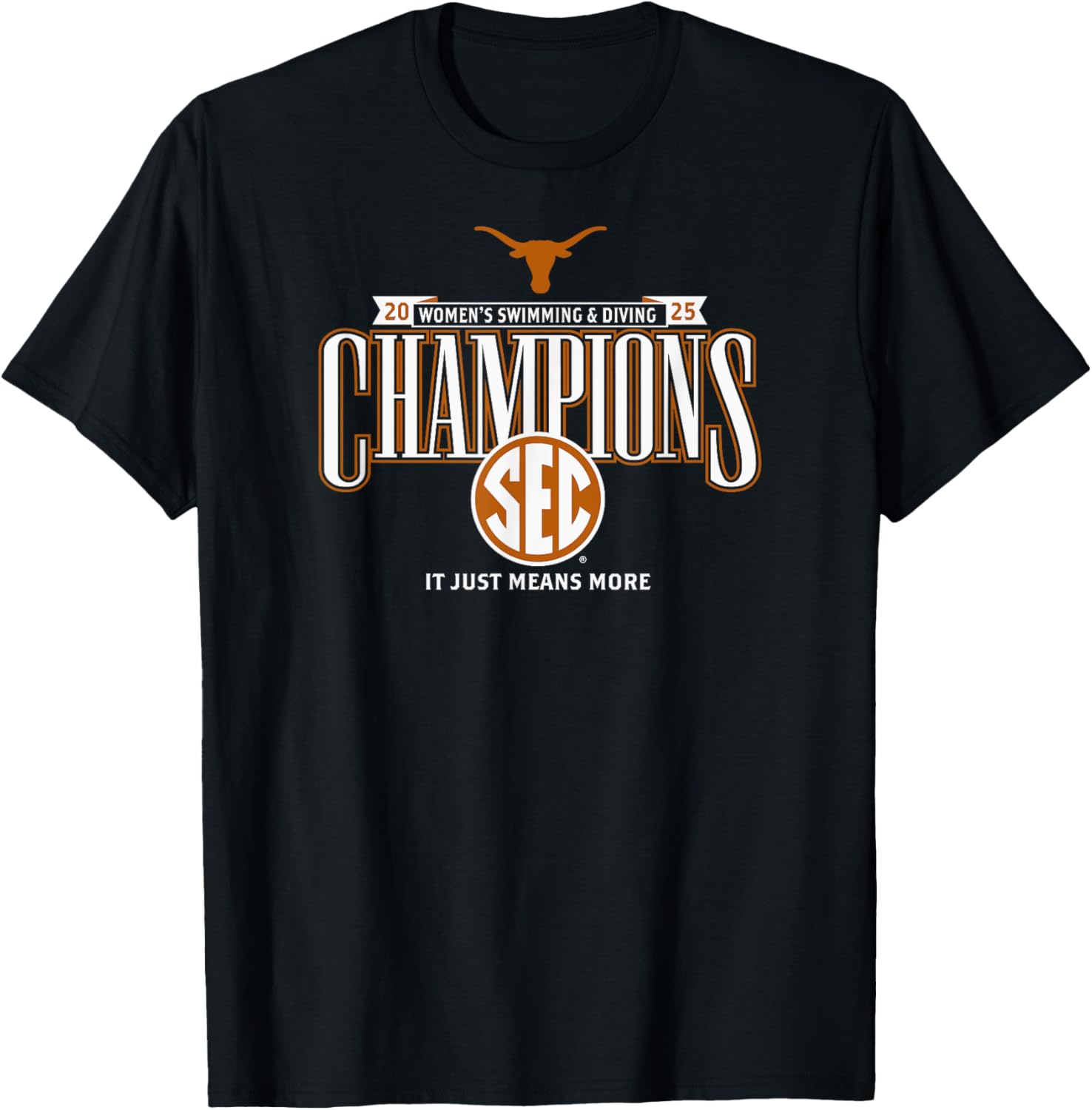 Texas Longhorns Women's SEC Champs 2025 Swimming T-Shirt for Fans - 1