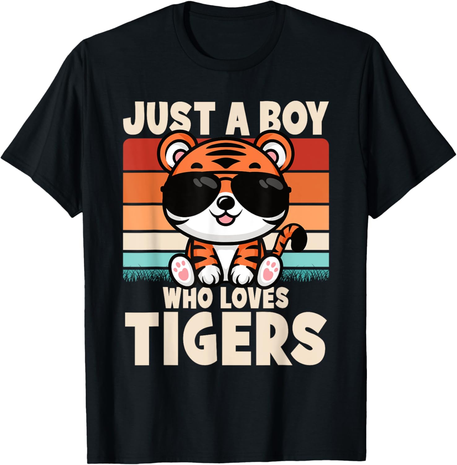Retro Just A Boy Who Loves Tigers Kids T-Shirt for Wild Animal Fans - 14