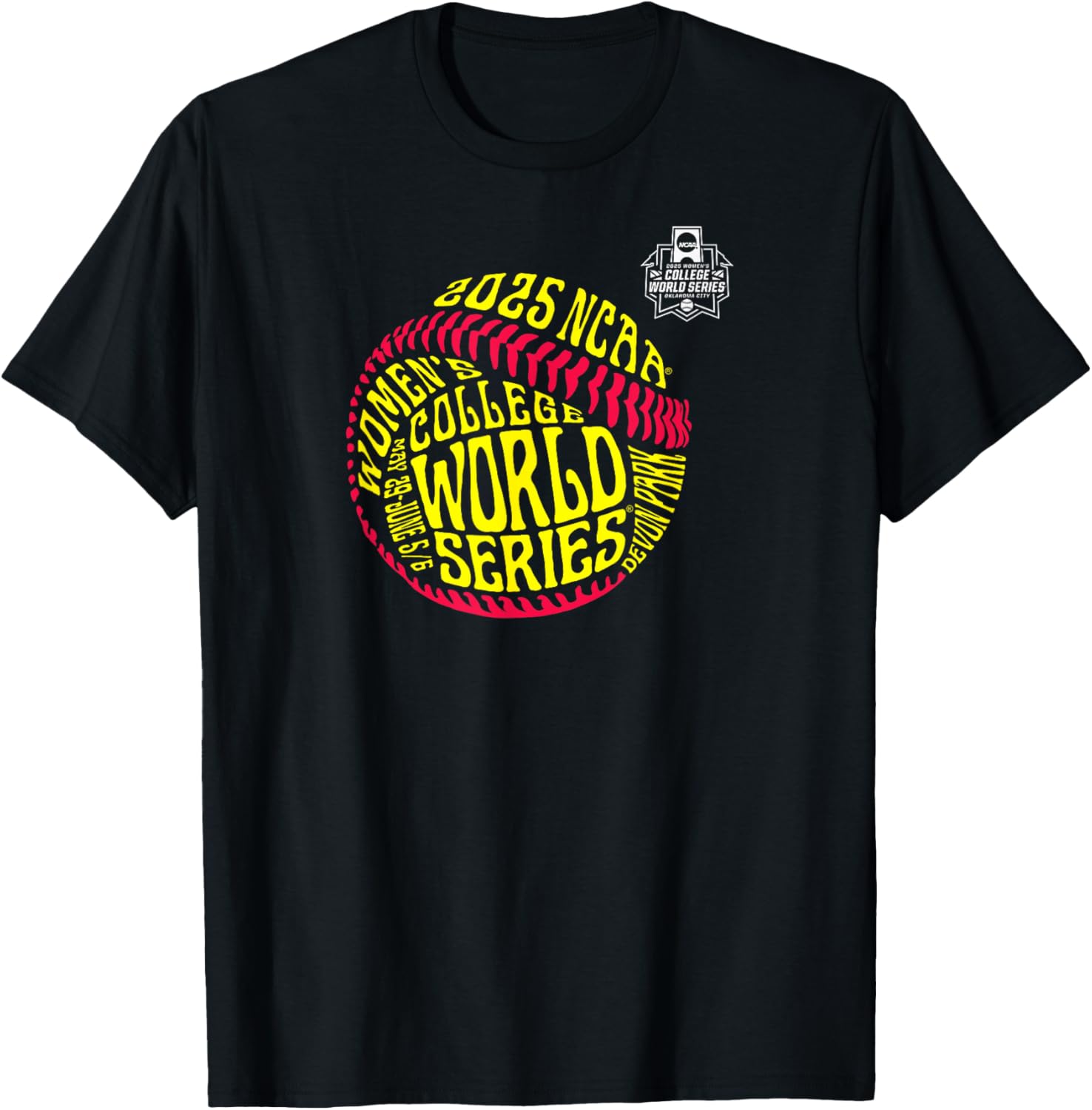 Women's NCAA College World Series 2025 Black Laces T-Shirt for Fans - 1