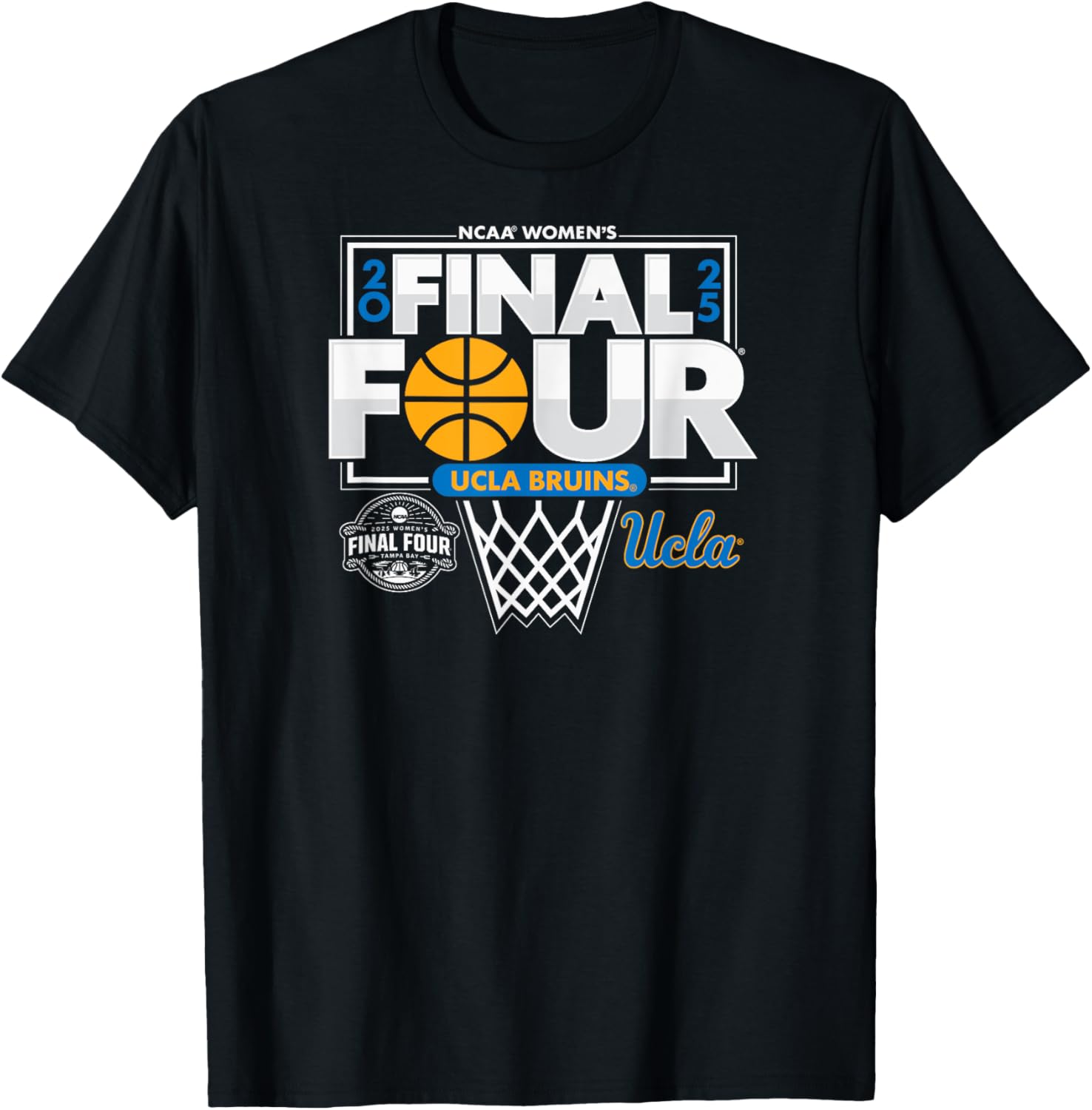UCLA Bruins Final Four 2025 Women's Basketball Black T-Shirt for Fans - 1