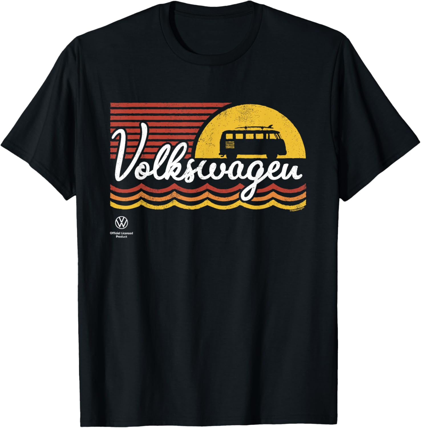 Retro Volkswagen Campervan Beach Sunset T-Shirt for Fun Summer Vibes - 1