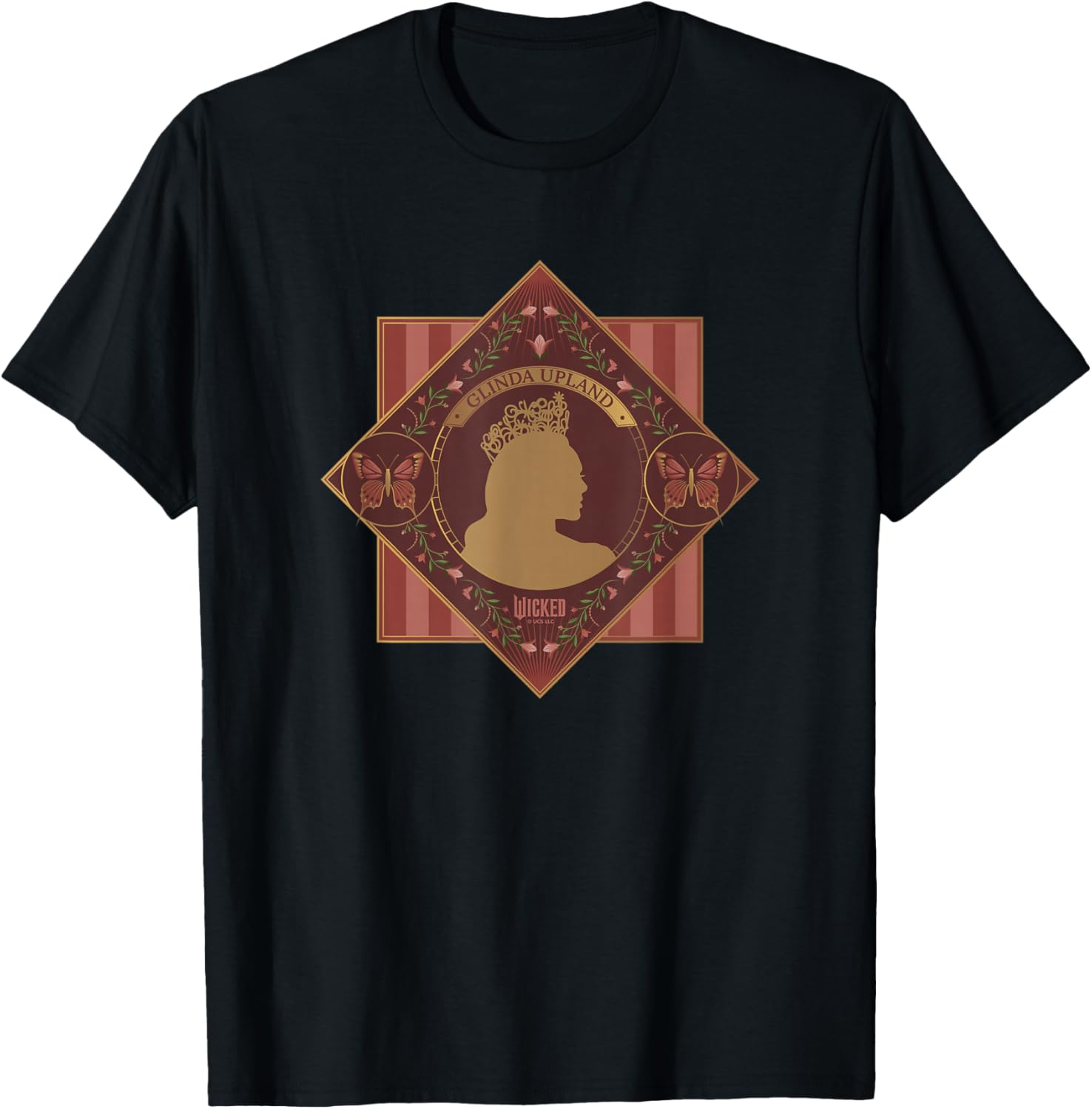 Wicked Glinda Enchanted Floral Silhouette T-Shirt for Magical Style - 1