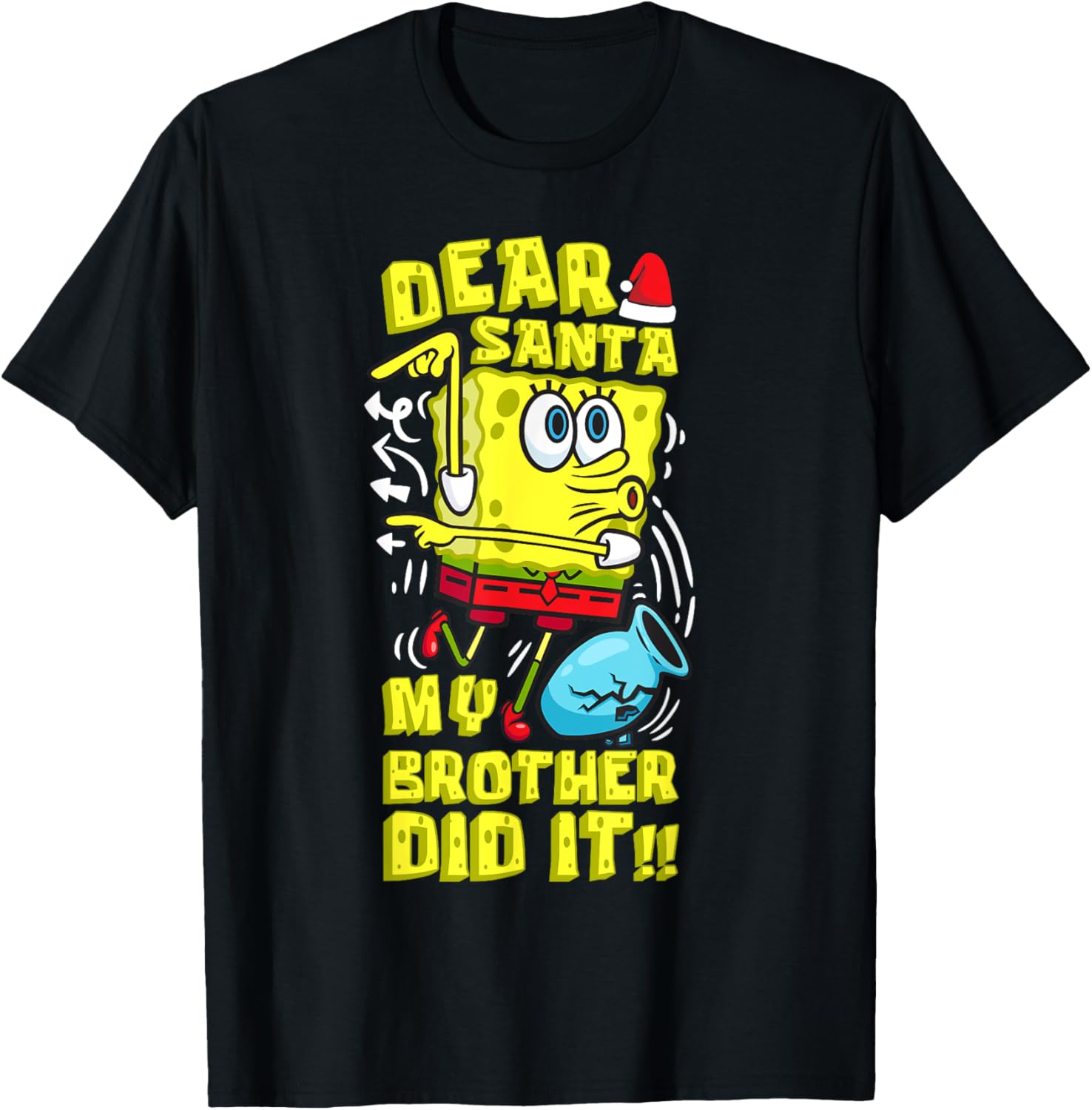 SpongeBob Christmas Dear Santa T-Shirt for Siblings Fun Humor - 4