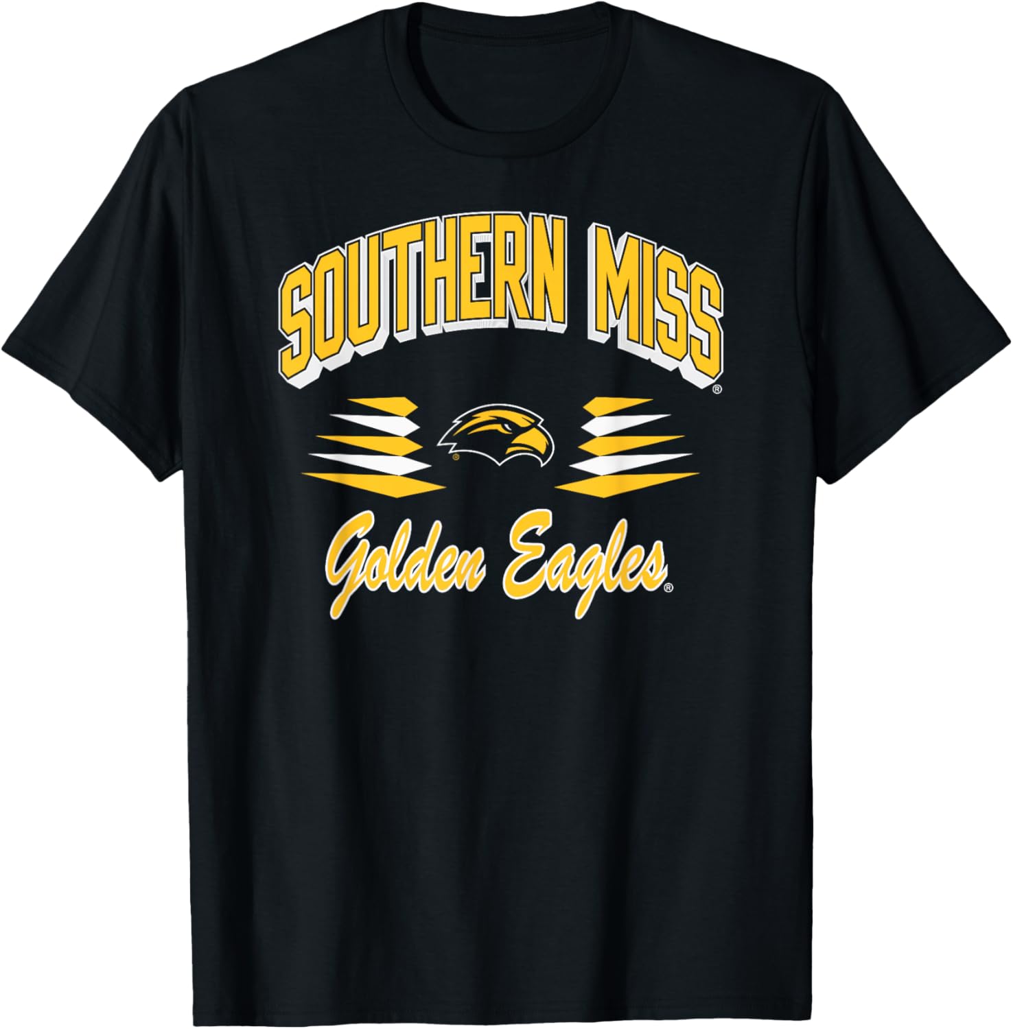 Southern Mississippi Golden Eagles Retro Black T-Shirt for Fans and Sports - 1