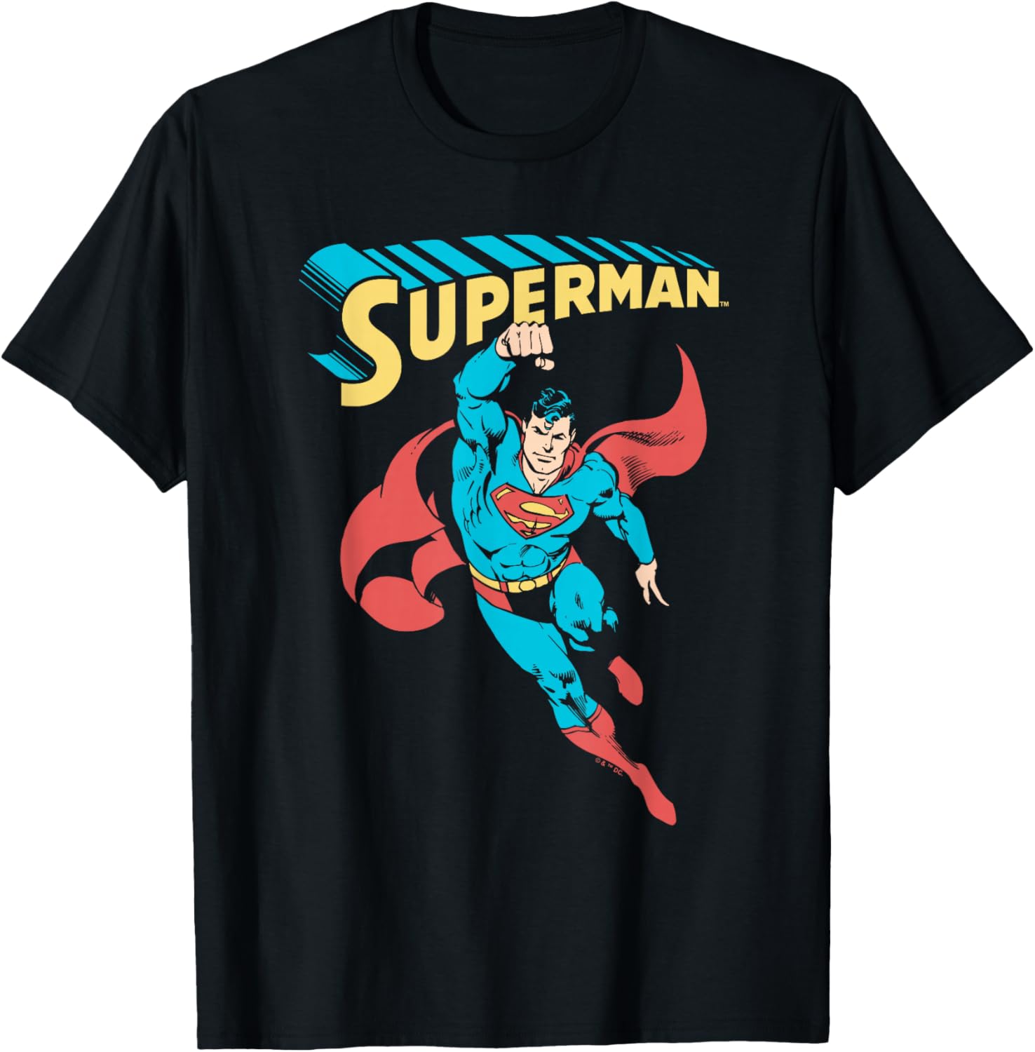 Superman Superhero V-Neck T-Shirt for Adults and Kids - Black, Classic Fit - 6