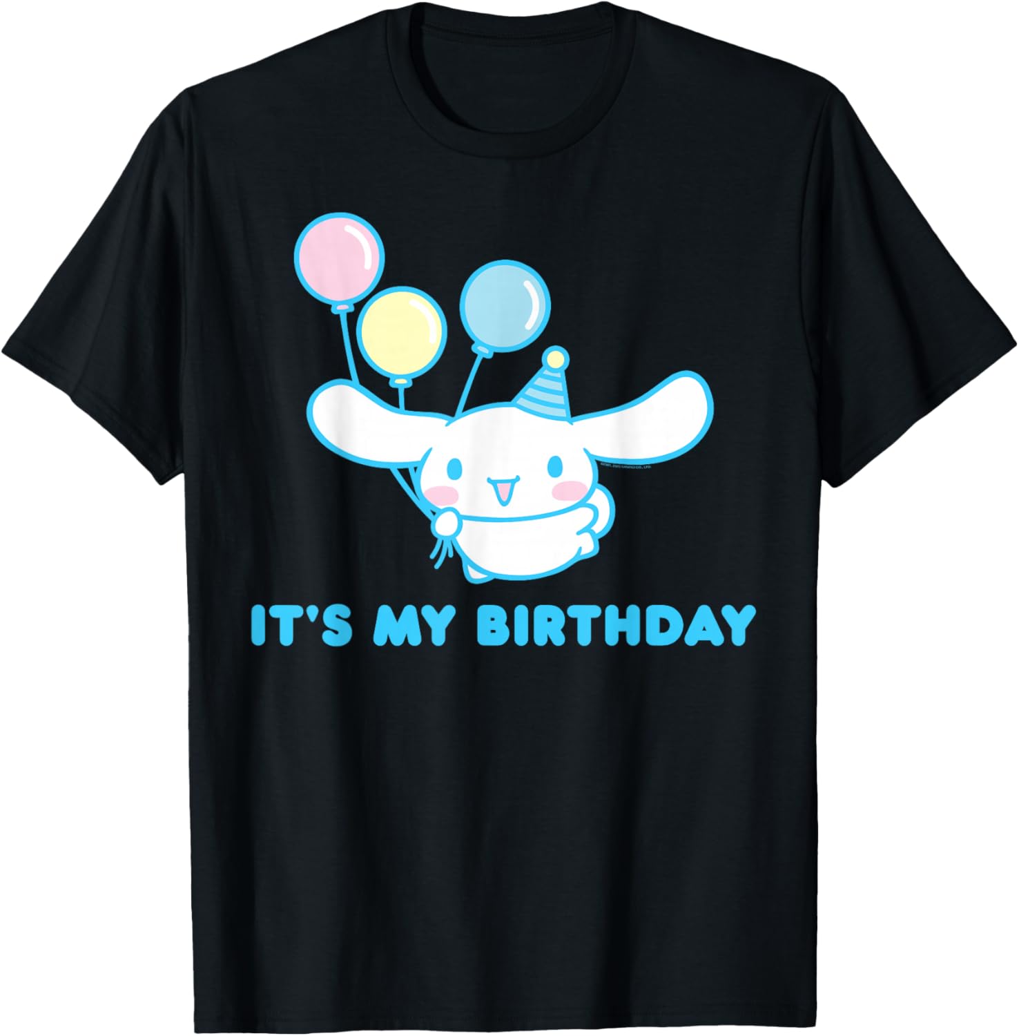 Sanrio Cinnamoroll Birthday T-Shirt for Adults - Blue Crew Neck Short Sleeve - 1