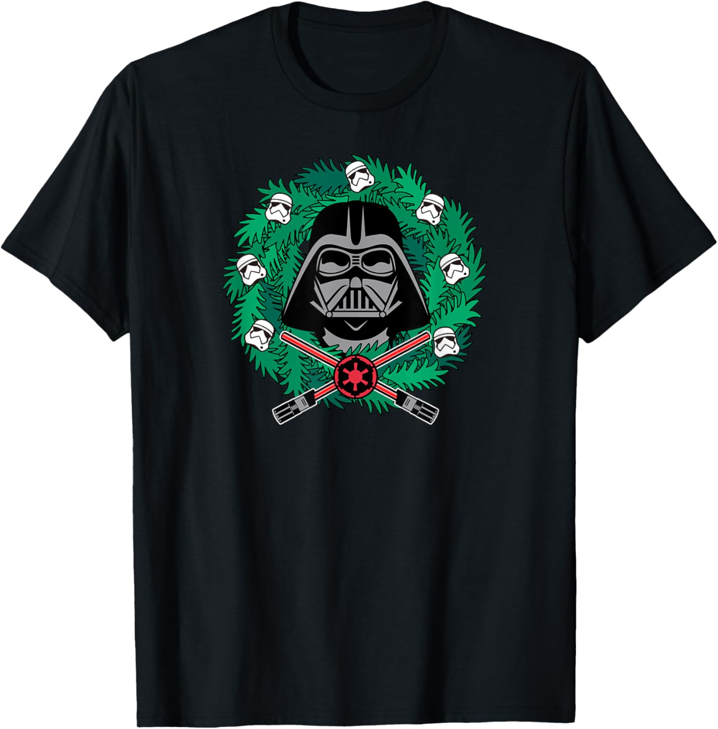 Amazon Essentials Men's Darth Vader Wreath T-Shirt for Christmas Fun - 8