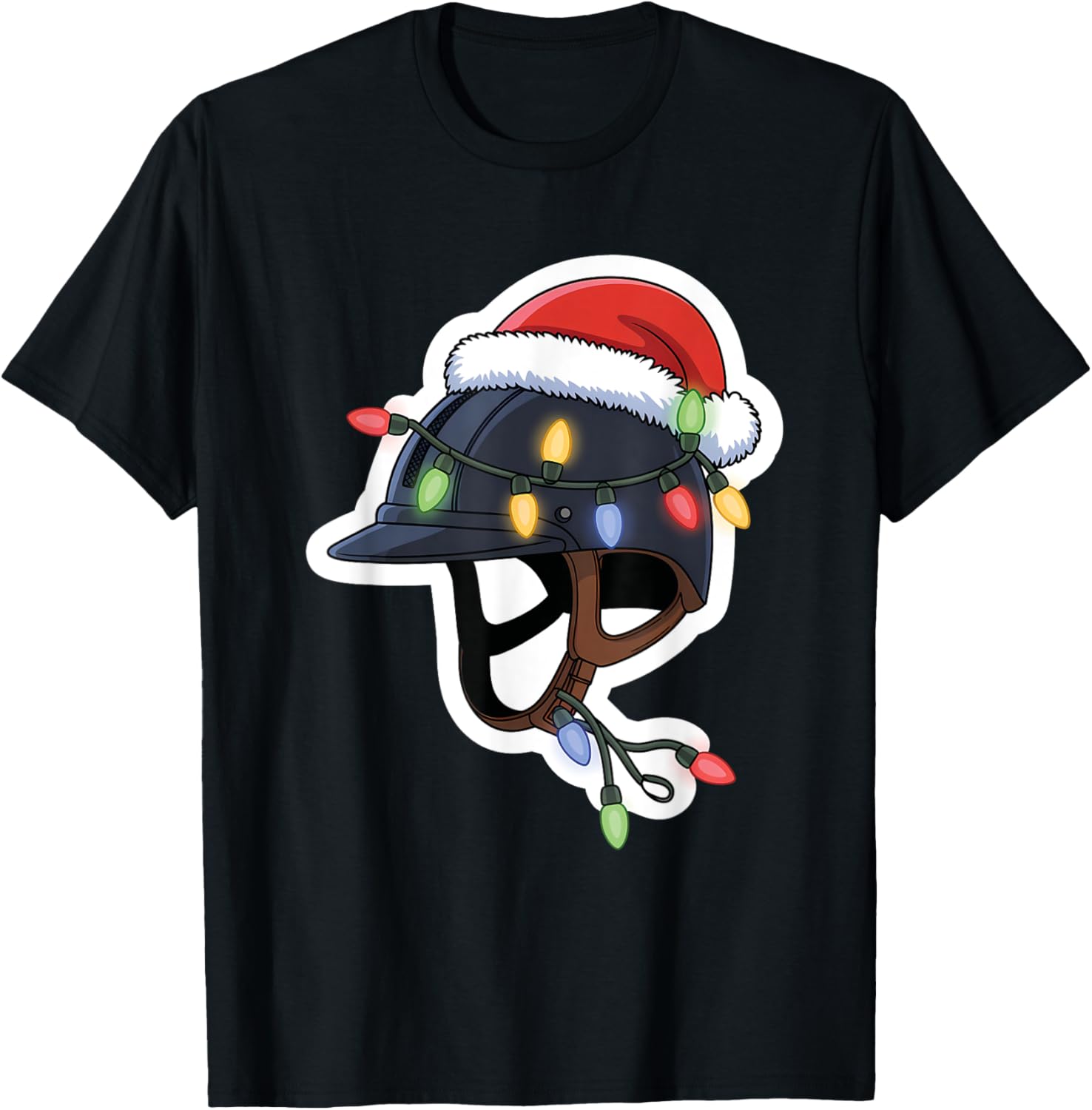 Festive Christmas Riding Helmet Holiday T-Shirt for Equestrian Fans - 3