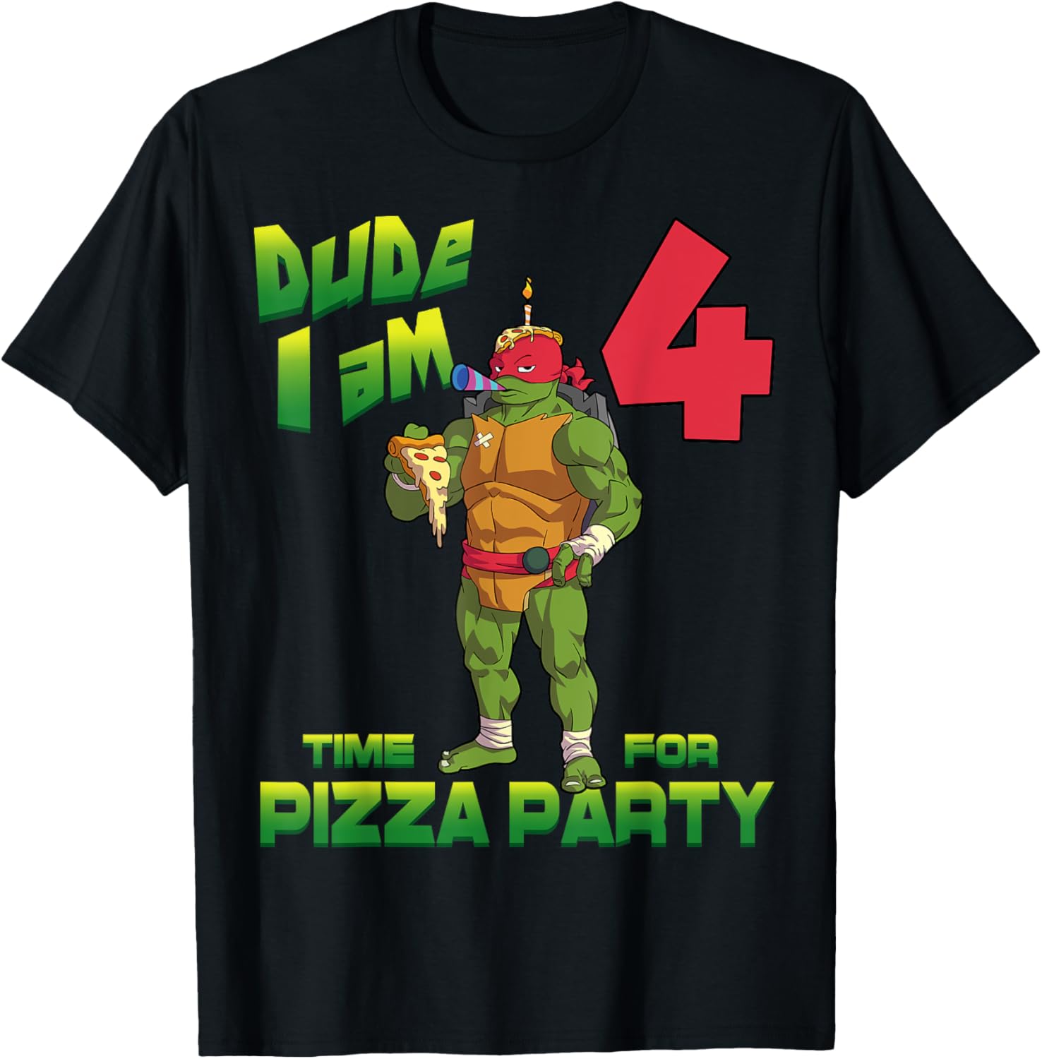 TMNT Raph Pizza Birthday Party T-Shirt for 4 Year Olds - Fun Kid's Clothing - 13